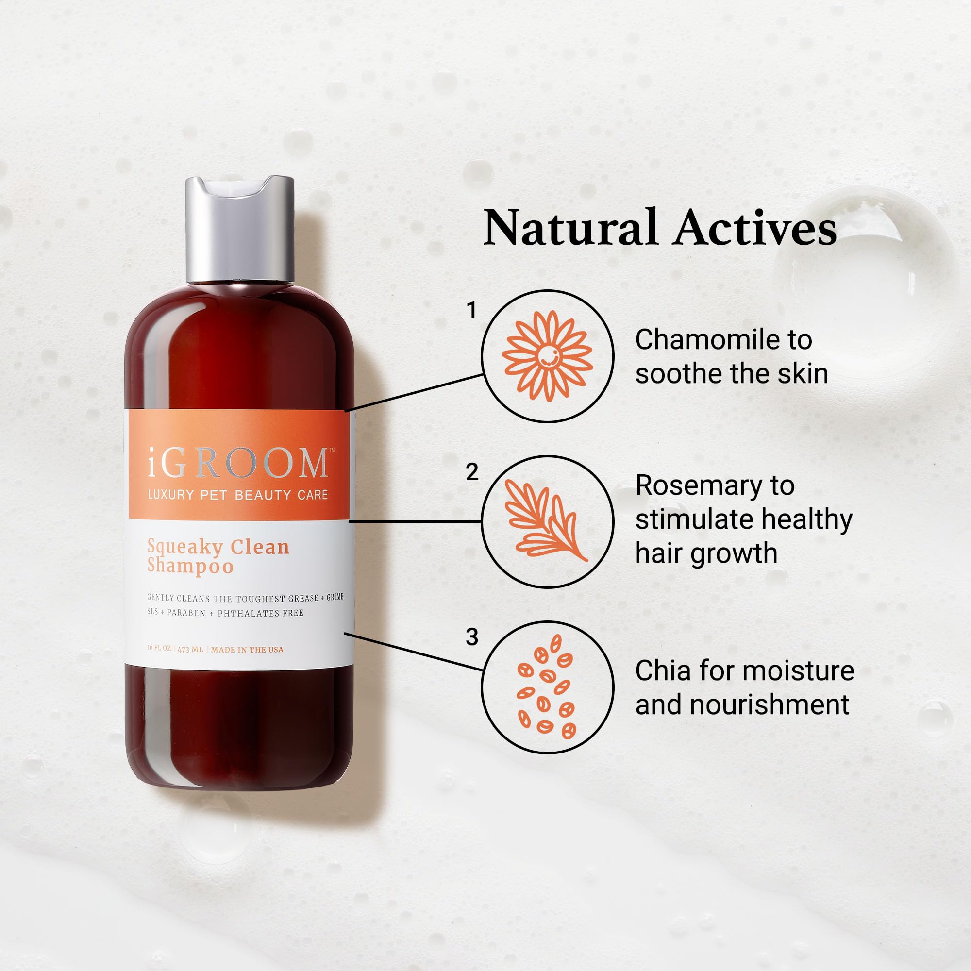 Igroom Squeaky Clean Dog Shampoo, Luxury Pet Beauty Care, Intense Cleaning Power, Chamomile Extracts Sooth Skin, Made In Usa (1 Gal)