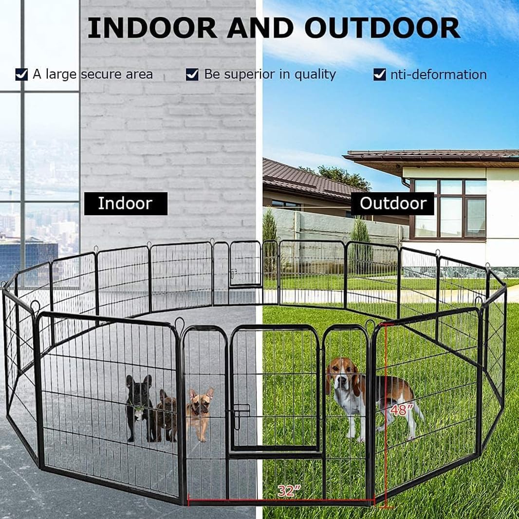 Bestpet Playpen Pet Dog Fence 16 Panels 40 Inch Height Metal Outdoor Exercise Pen With Doors For Large/Medium/Small Dogs, Puppy Playpen For Rv,Camping,Yard