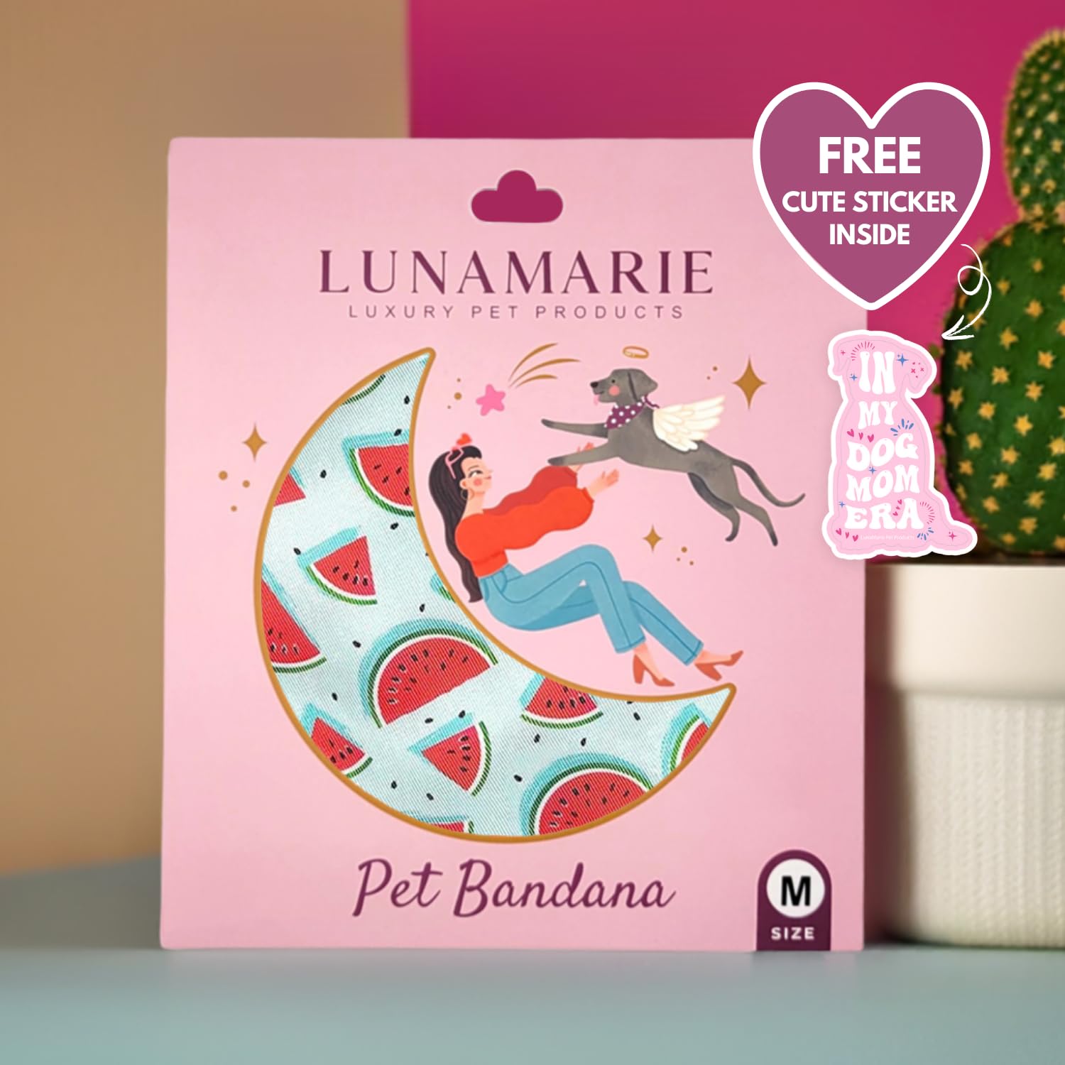 Lunamarie - Luxury Dog Bandanas - Cute Watermelon Design | Premium & Soft Fabric | 100% Handmade Custom Adjustable Shape Dual La