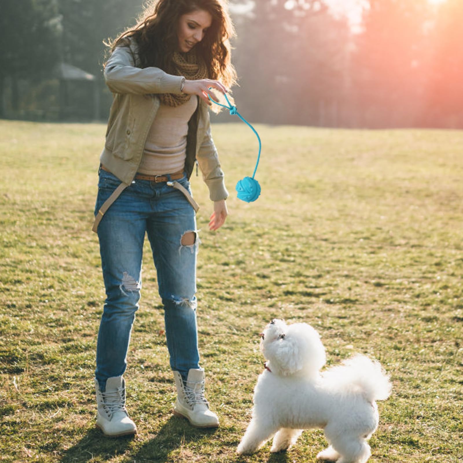 Vitalili Dog Training Ball On Rope, 2Pcs Dog Rope Toys For Chew Training, Pull Throw And Fetch