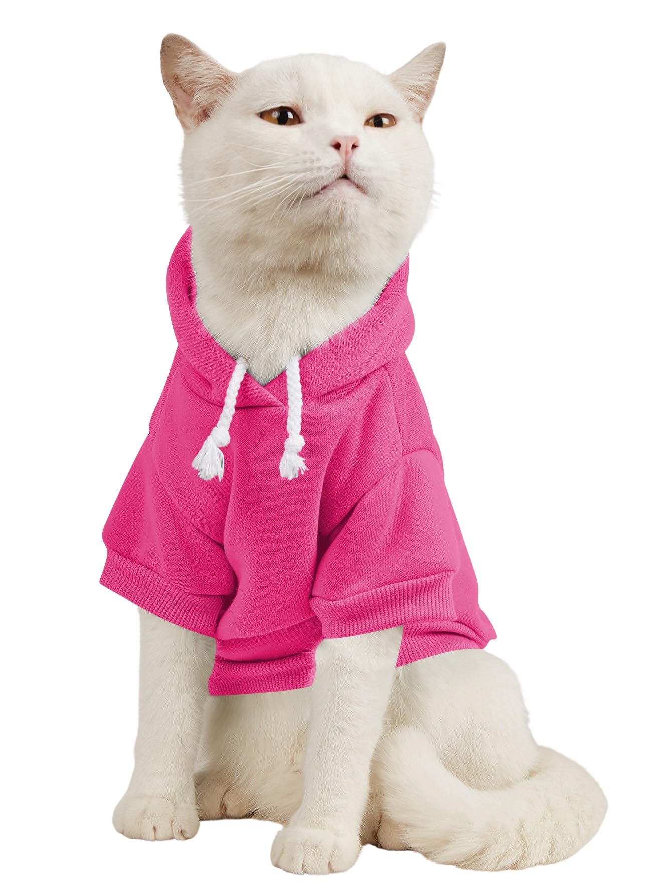 Qweene Basic Dog Hoodie And Cat Jacket - Dog & Cat Apparel In Hot Pink M, Small & Medium Sizes