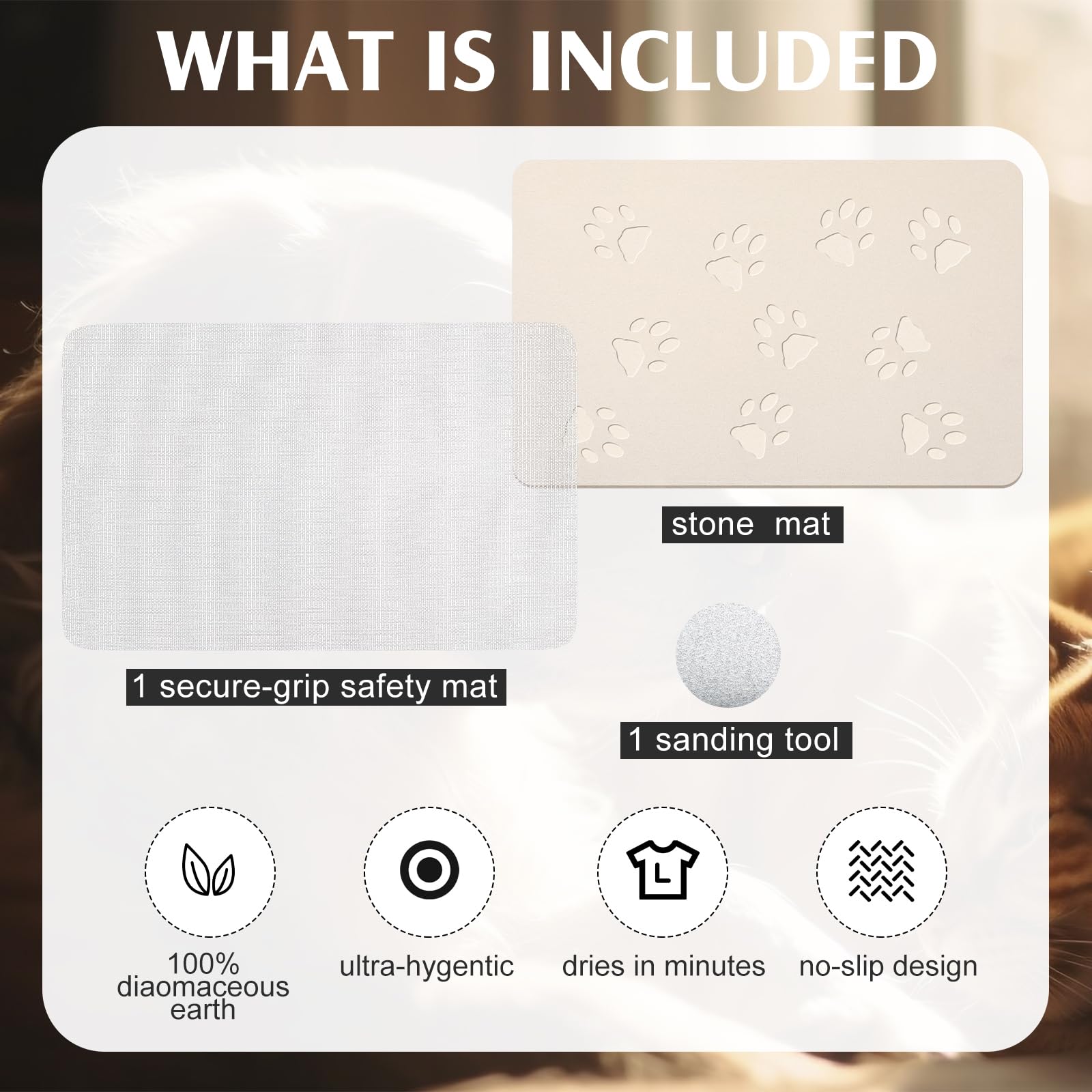 Drydiet Pet Gift Stone Pet Feeding Mat Diatomaceous Earth Absorbent Non Slip Cat Dog Mat for Food and Water Quick Drying Easy to