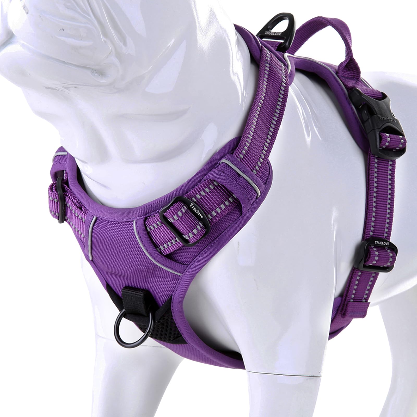 Juxzh Truelove Soft Front Dog Harness .Reflective No Pull Harness With Handle And 2 Leash Attachments