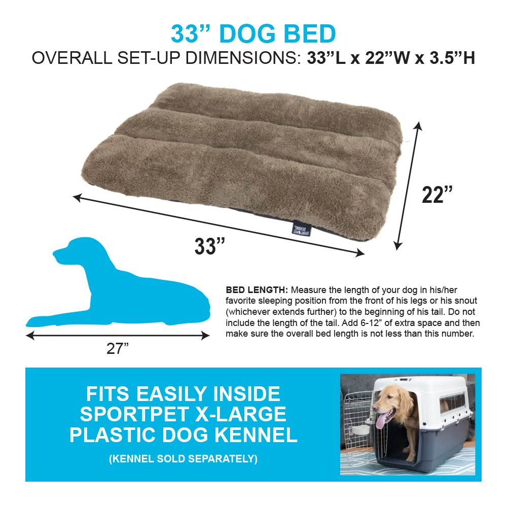 Sportpet Designs Waterproof Pet Bed With Non Skid Bottom Fits Plastic Dog Kennel, 33 Inch (Cm-0353-Cs01), Light Brown