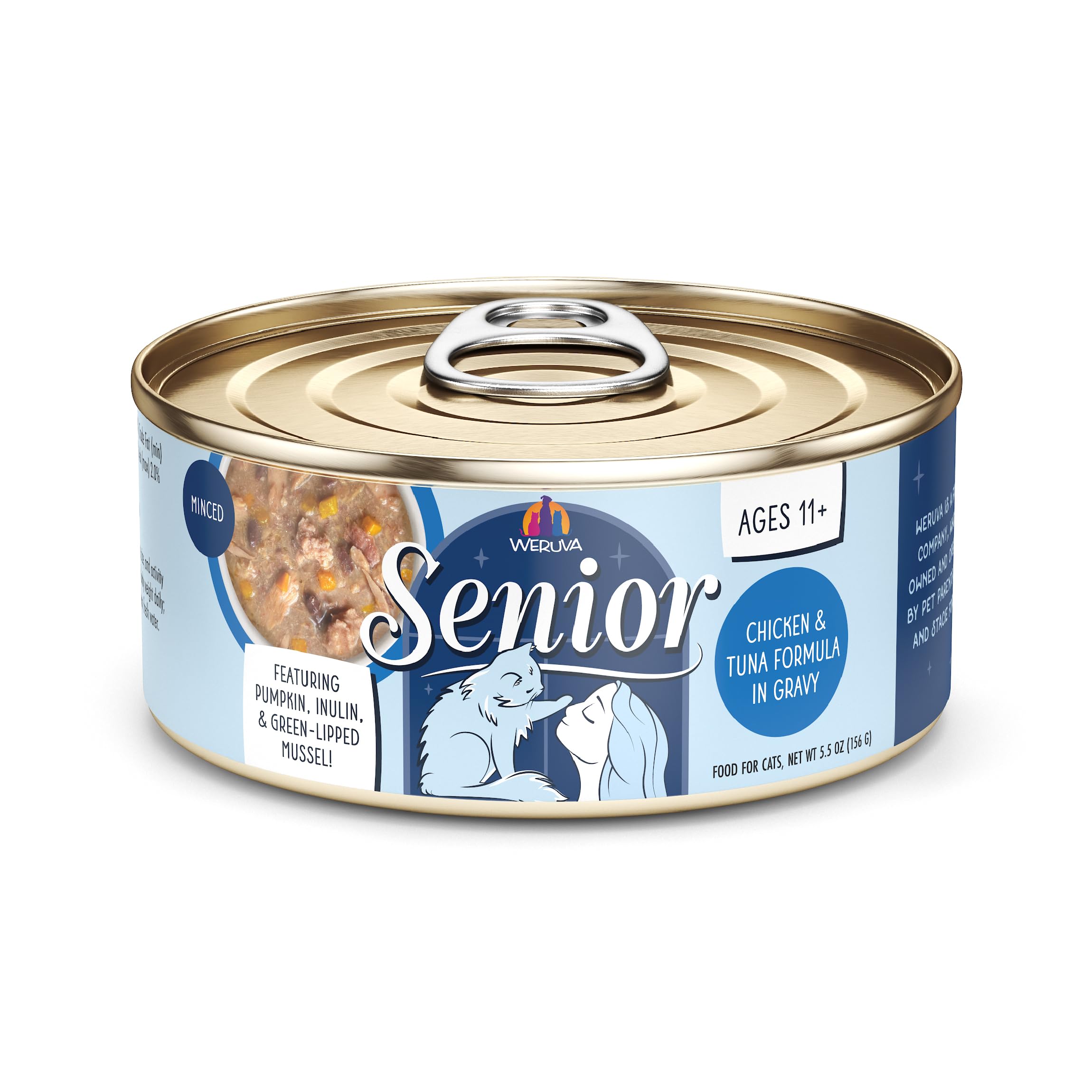 Weruva Senior Cat Food, Chicken and Tuna in Gravy, 5.5oz Can, Pack of 8
