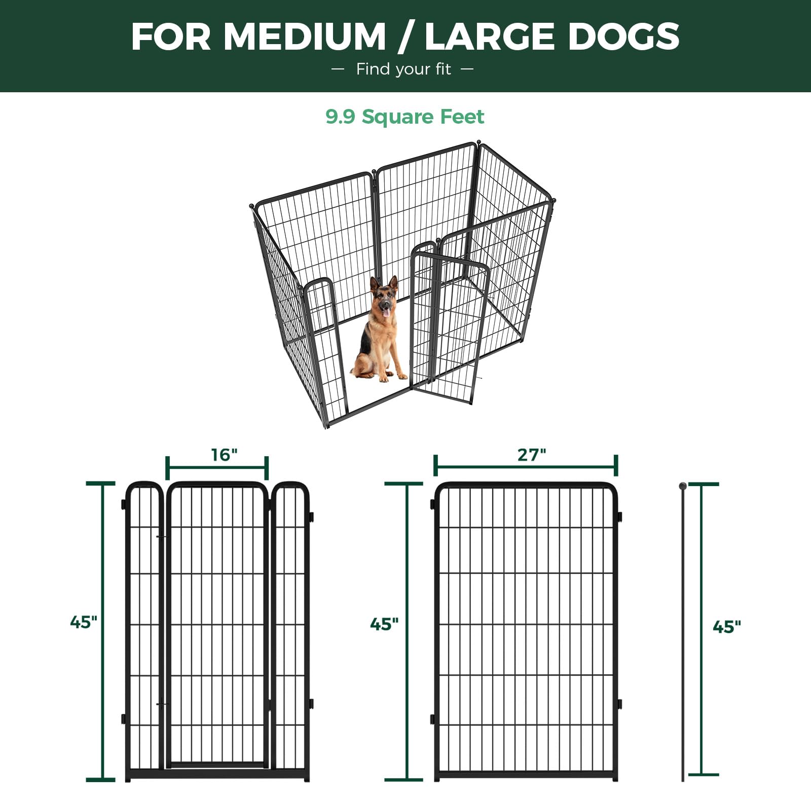 Fxw Homeplus Indoor Dog Playpen - Stress-Free And Safe Play, 45 Inch 6 Panels For Large Dogs, Black│Patented