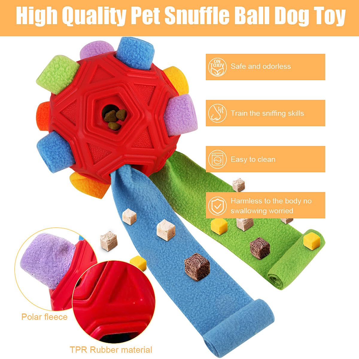 Dog Snuffle Ball-Interactive Puzzle Dog Toys Encourage Natural Foraging Skills Slow Feeder For Training And Stress Relief, Cloth