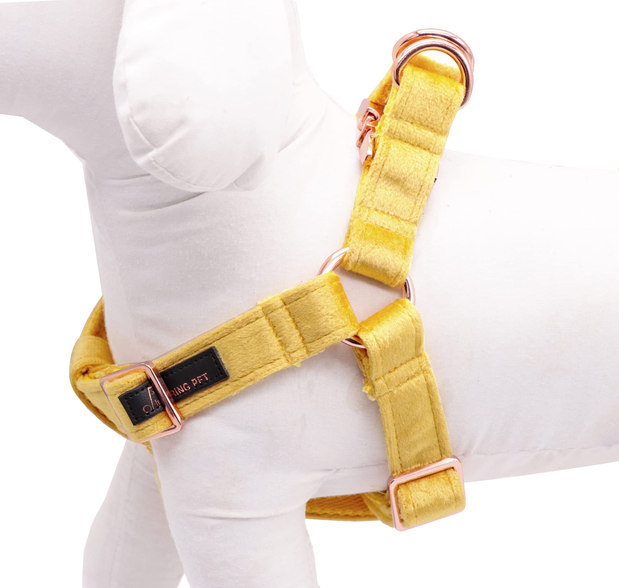 ARING PET Velvet Dog Harness, Medium, Yellow, Elegant, Unique, Safe Design, Velvet Material, Durable Metal Buckle