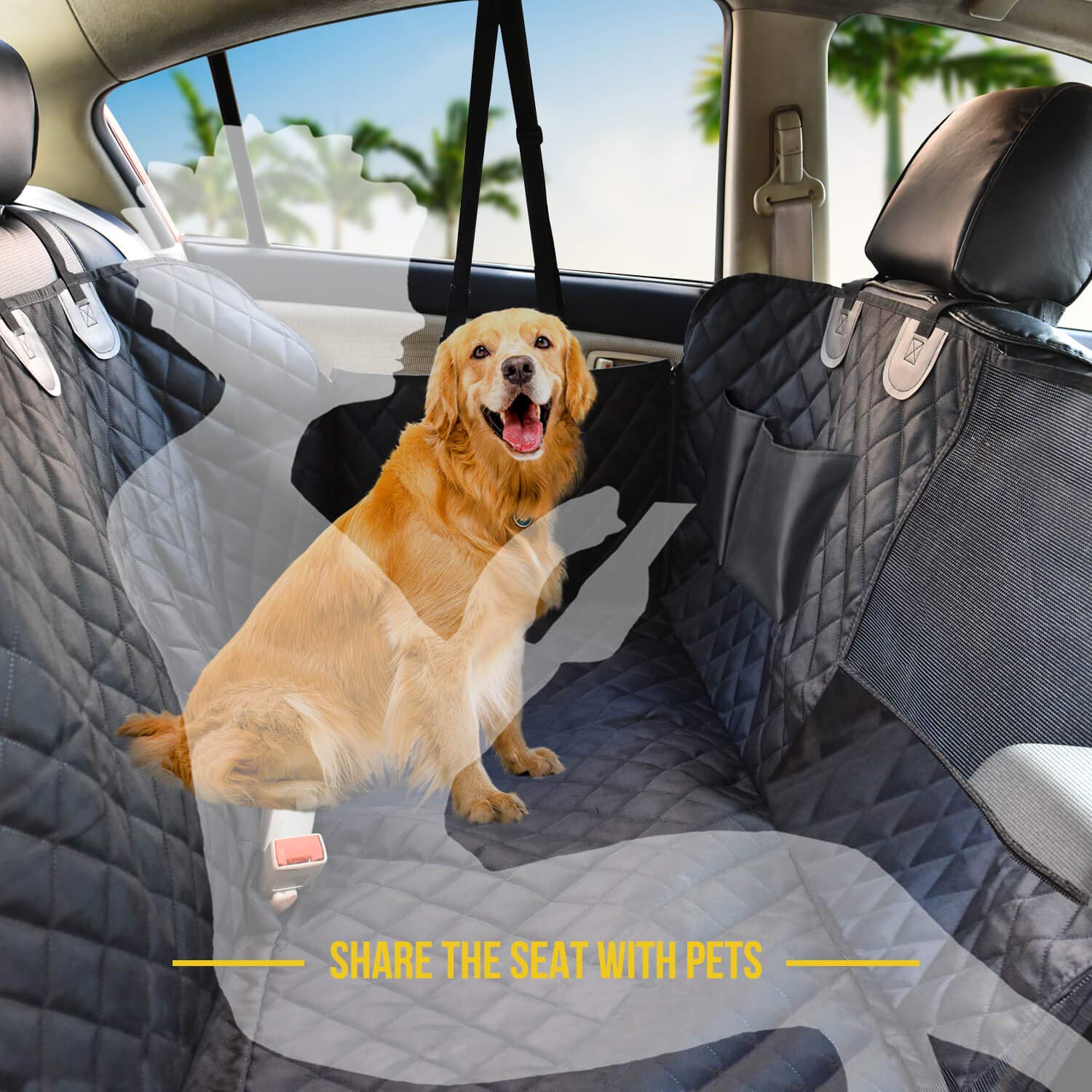 Vailge Dog Seat Cover for Back Seat, 100% Waterproof Dog Car Seat Covers with Mesh Window, Scratch Prevent Antinslip Dog Car Ham