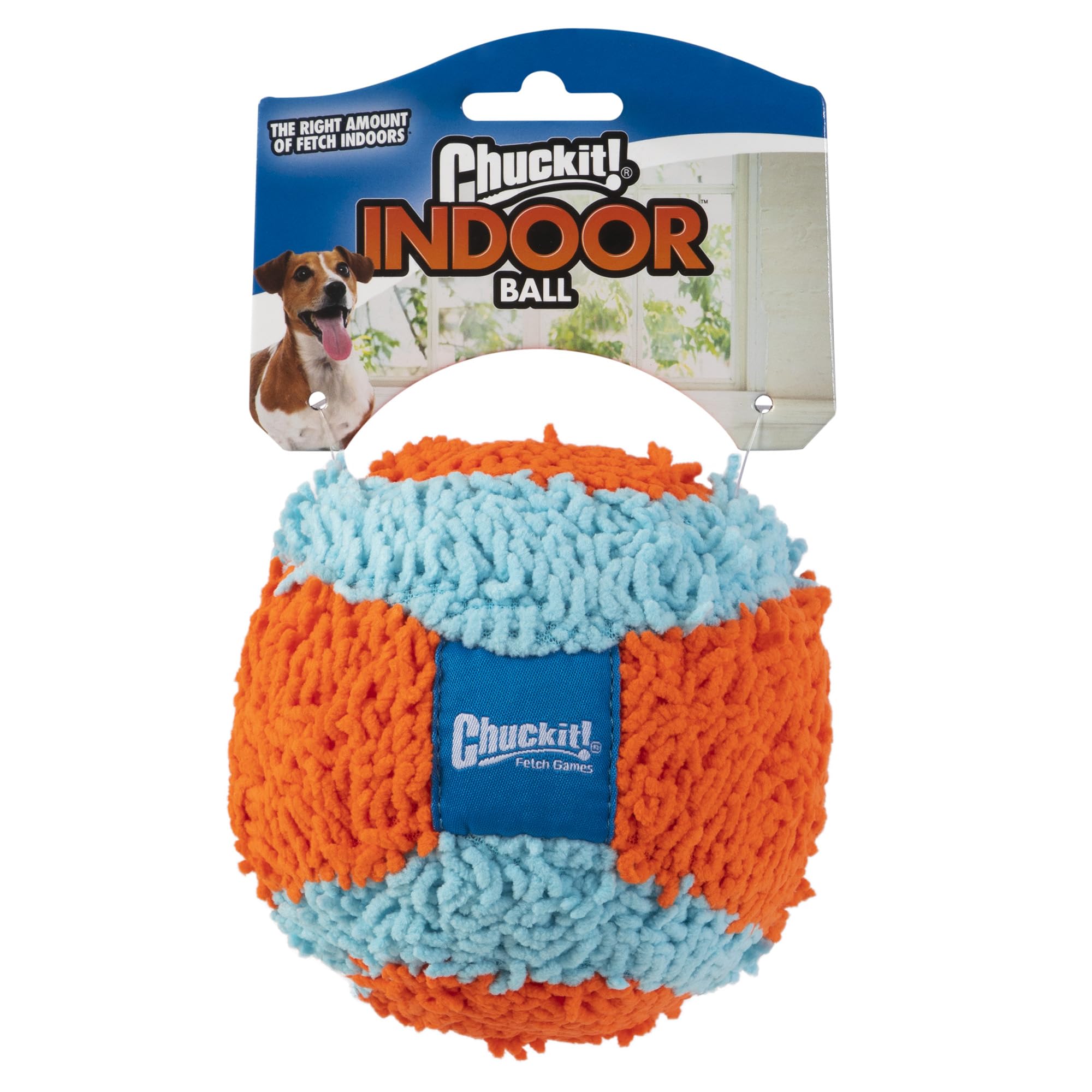 Chuckit! Indoor Fetch Ball Dog Toy For Dogs - Interactive Dog Toys For Boredom, 4.75 Inch, Orange And Blue