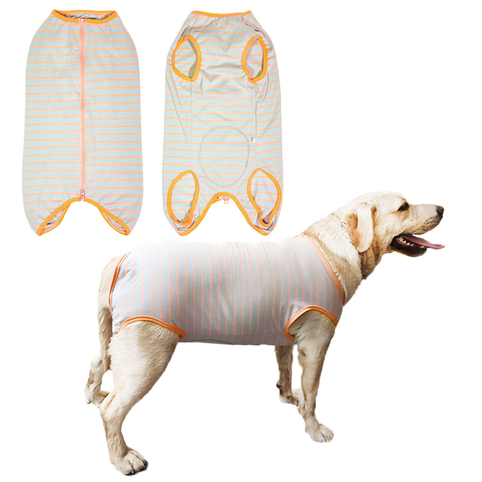 Dog’S Recovery Suit Post Surgery Shirt For Female Male Dog, E-Collar Alternative Wound Protective Clothes (Grey Orange-2Xl)