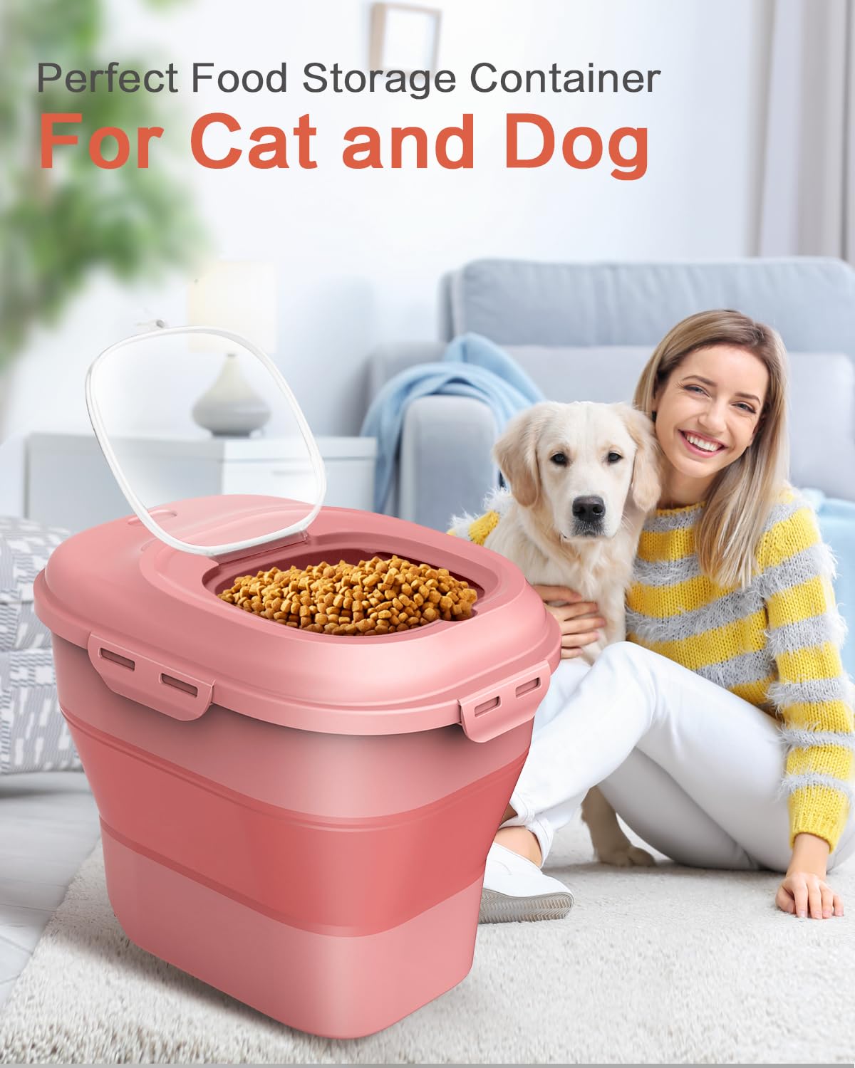 ANVS Dog Food Storage Container - Collapsible Dog Food Container with Airtight Lids, Scoop and 2.5L Small Pet Food Storage Conta