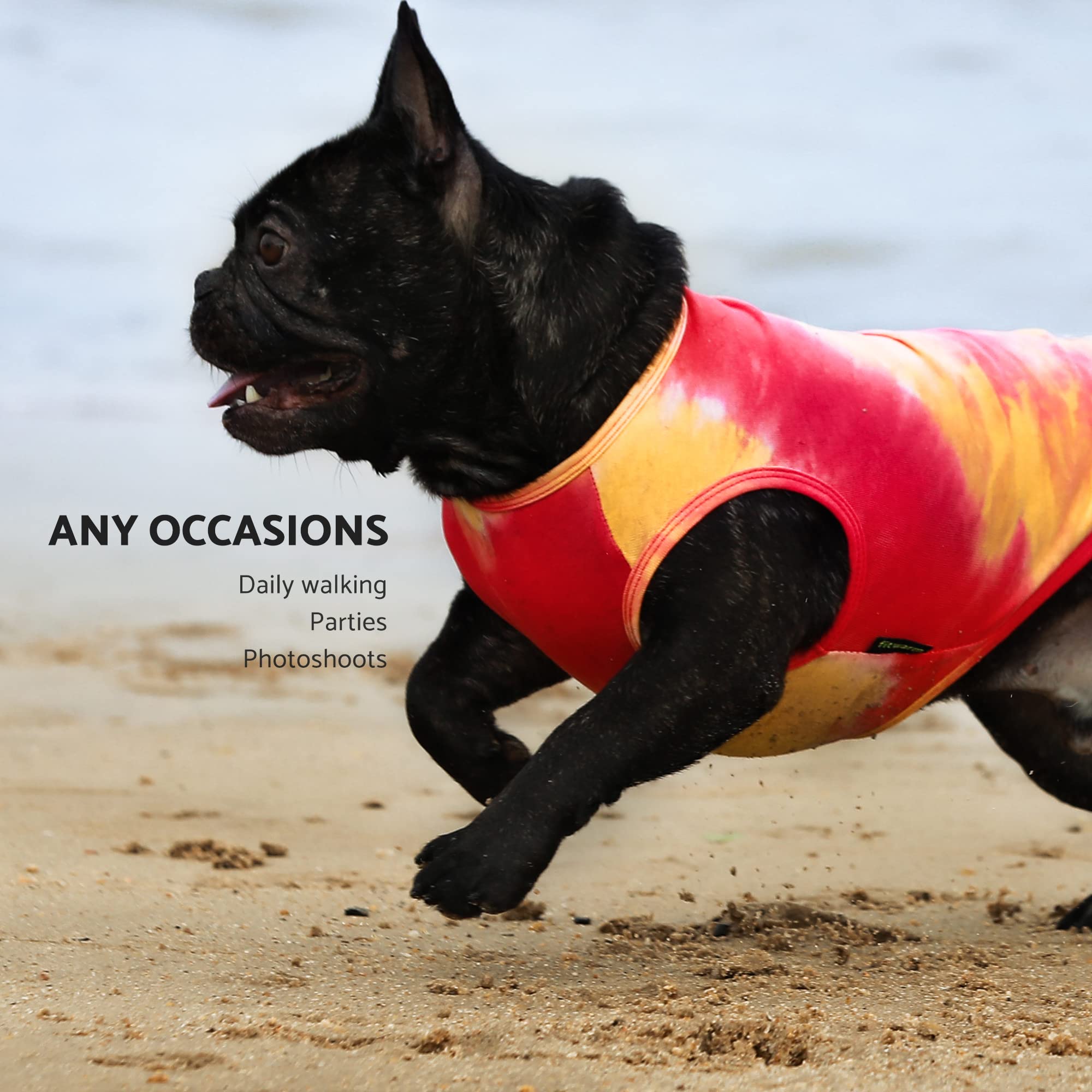 Fitwarm 2-Pack Dog Shirt, Tie Dye Dog Clothes For Small Dogs, Cotton Sleeveless Vest T-Shirt, Cat Apparel, Yellow Blue, Medium