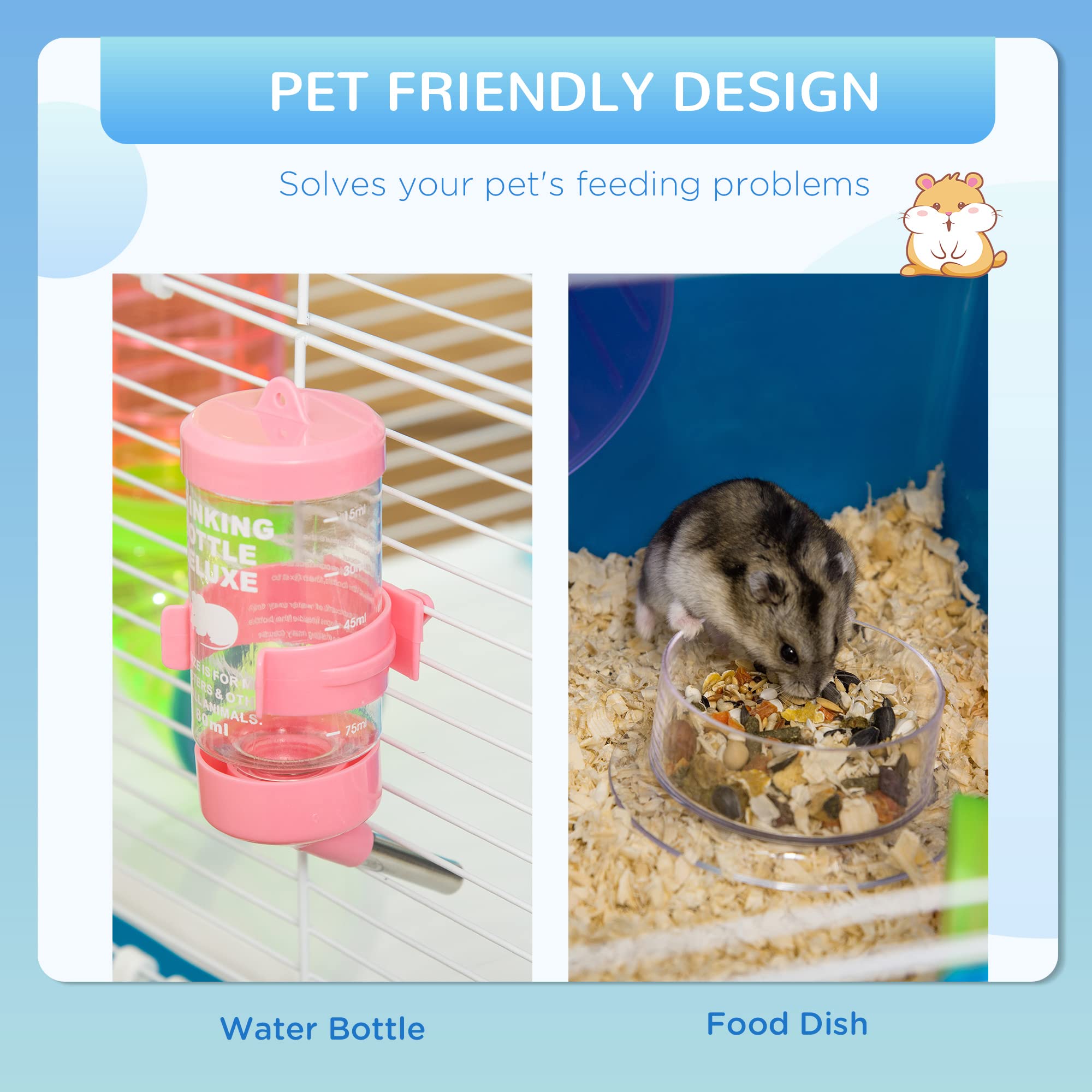 PawHut Extra Large 23 Hamster Cage with Tubes and Tunnels, Portable Carry Handles, Rat House and Habitats Big 5-Tier Design, Mou