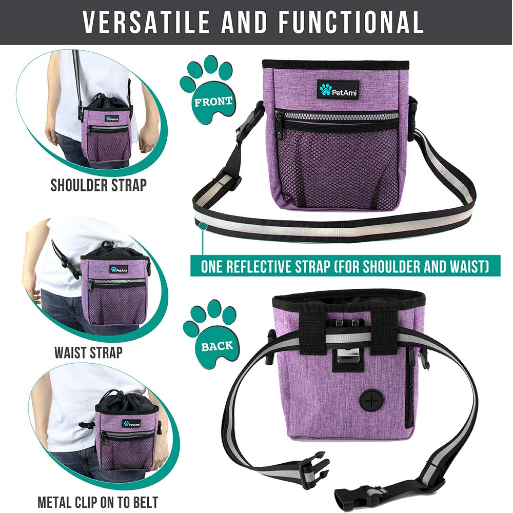 PetAmi Dog Treat Pouch, Pet Treat Pouch for Training, Dog Walking Bag Holder for Kibbles, Pet Food Toy, Dog Trainer Essentials S
