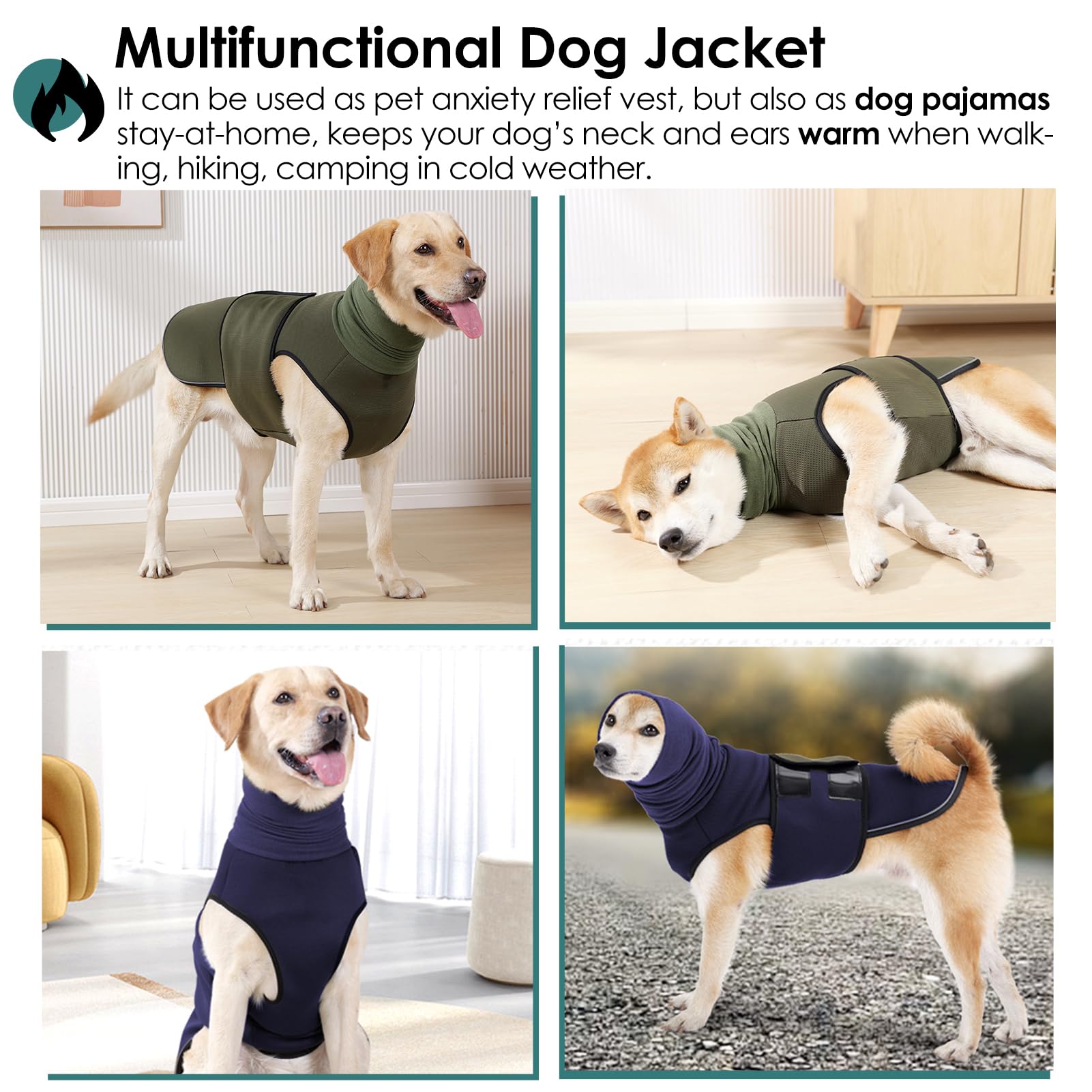 Aofitee Dog Anxiety Calming Hoodie, Thunder Jacket For Anxiety, Breathable Shirt Vest For Fireworks, Separation, Noise Block & E