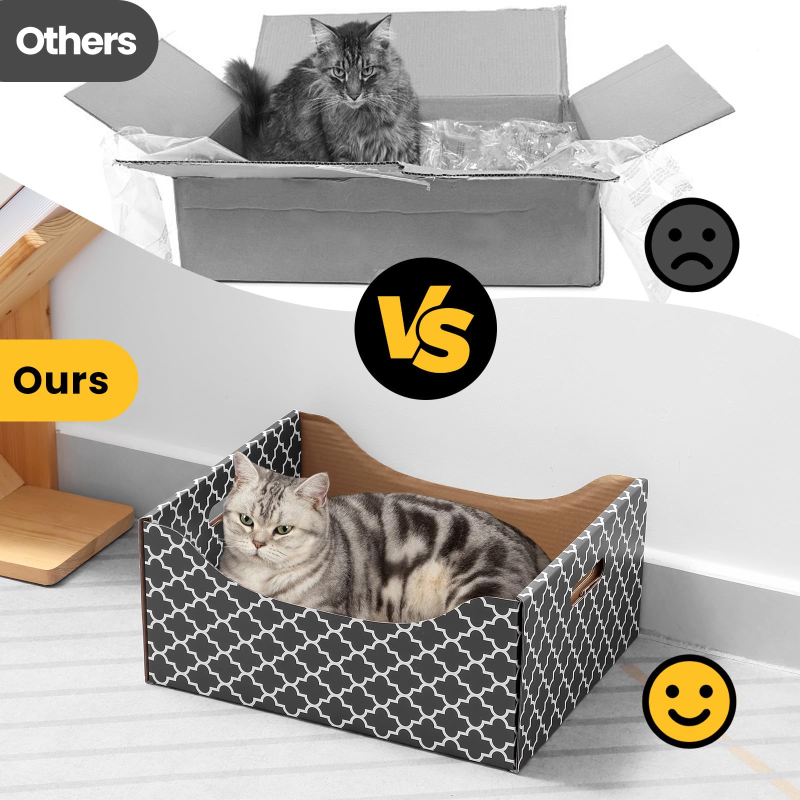 [Ultra-Large] Cardboard Cat Scratcher Box, Heavy Duty Cat Scratcher Bed With Double-Sided Scratch Pad, Sturdy And Refillable, Id
