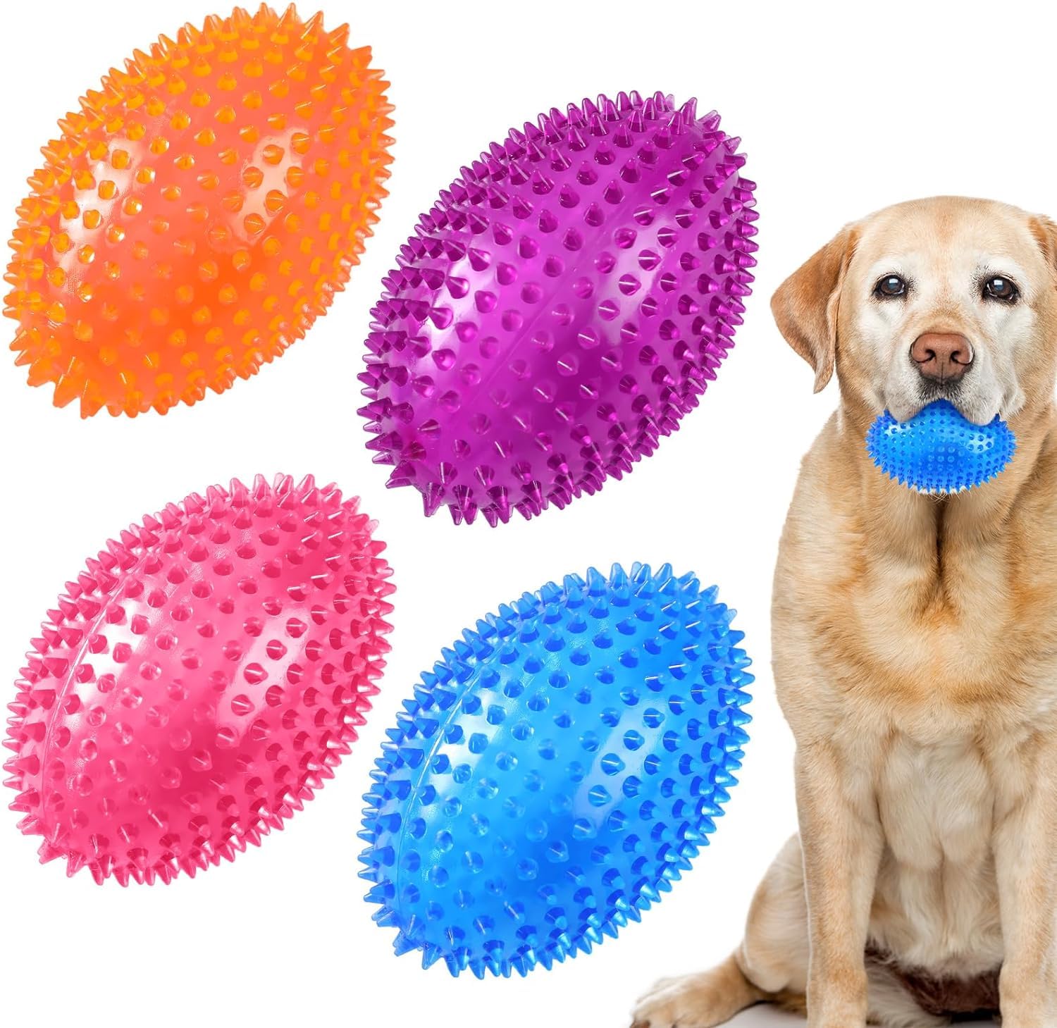 Kspups 1Pcs 4.5 Spiky Squeaker Football Dog Toy For Medium Large Dogs Spiky Dog Balls Puppy Chew Toys For Aggressive Chewers 
