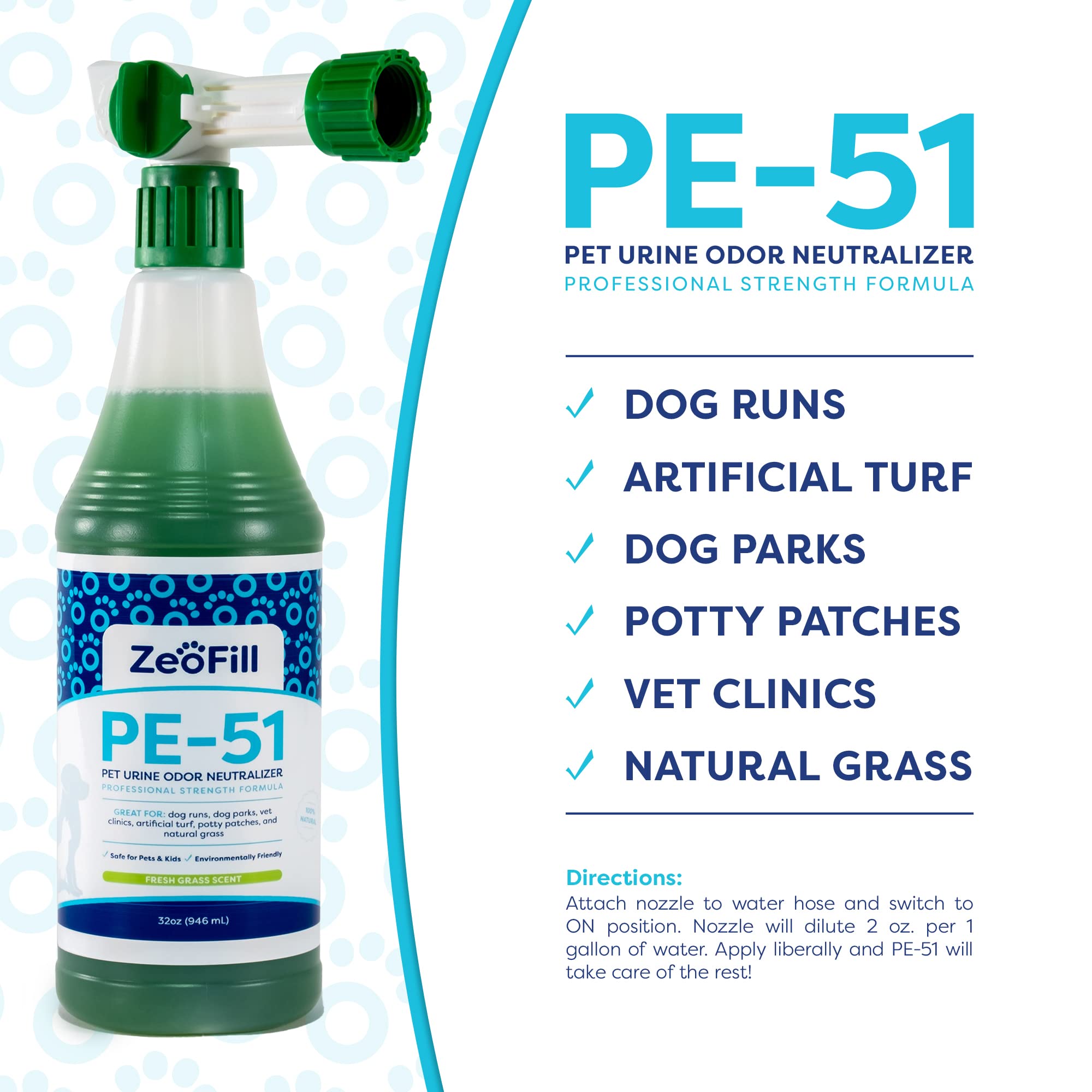Zeofill Pet Odor Eliminator Spray – Urine Odor Neutralizer with Max Flow Nozzle – 32oz All Natural Enzymes