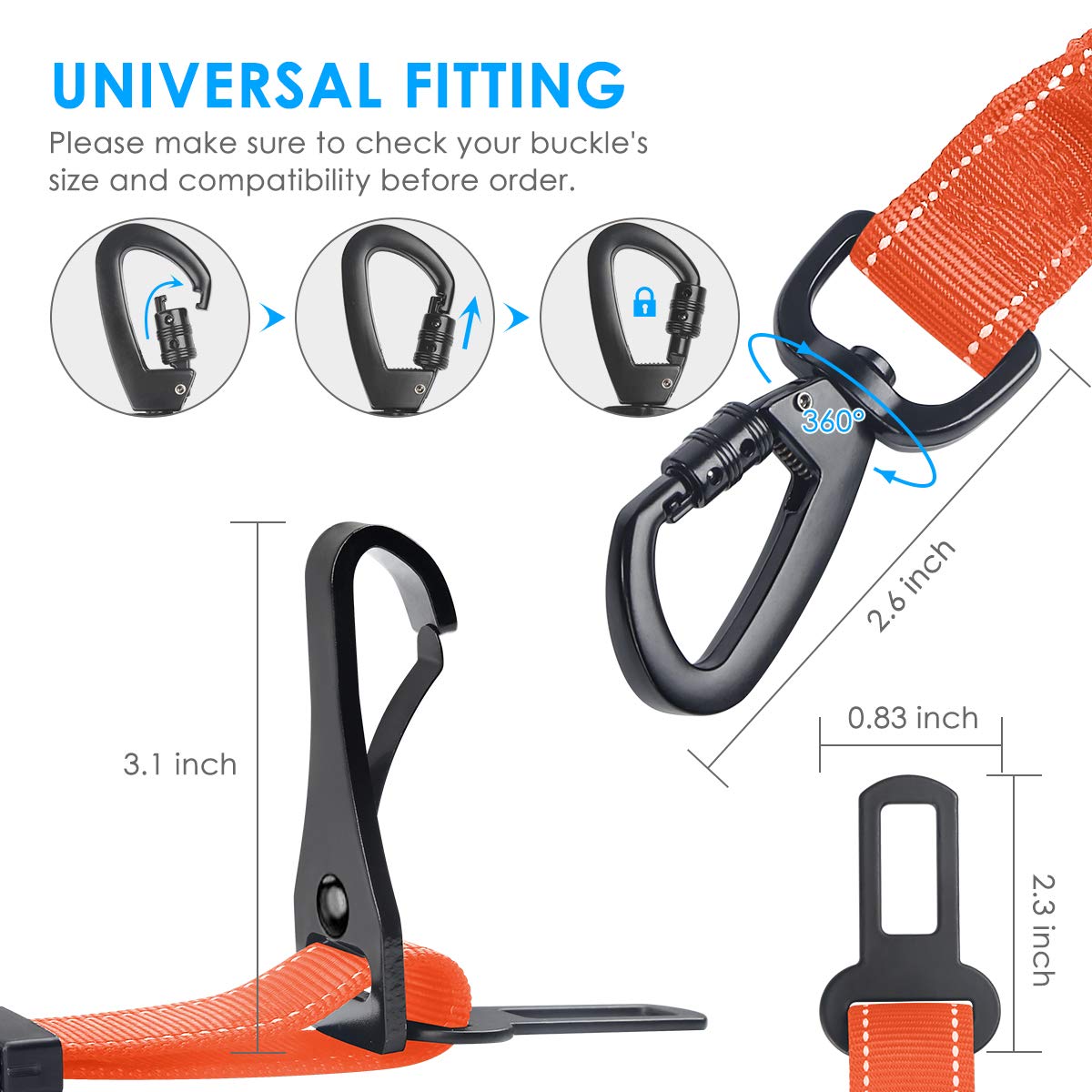 Urpower Upgraded Dog Seat Belt 3-In-1Car Seatbelts 2 Pack Adjustable Pet Seat Belt For Vehicle Nylon Pet Safety Seat Belts Heavy
