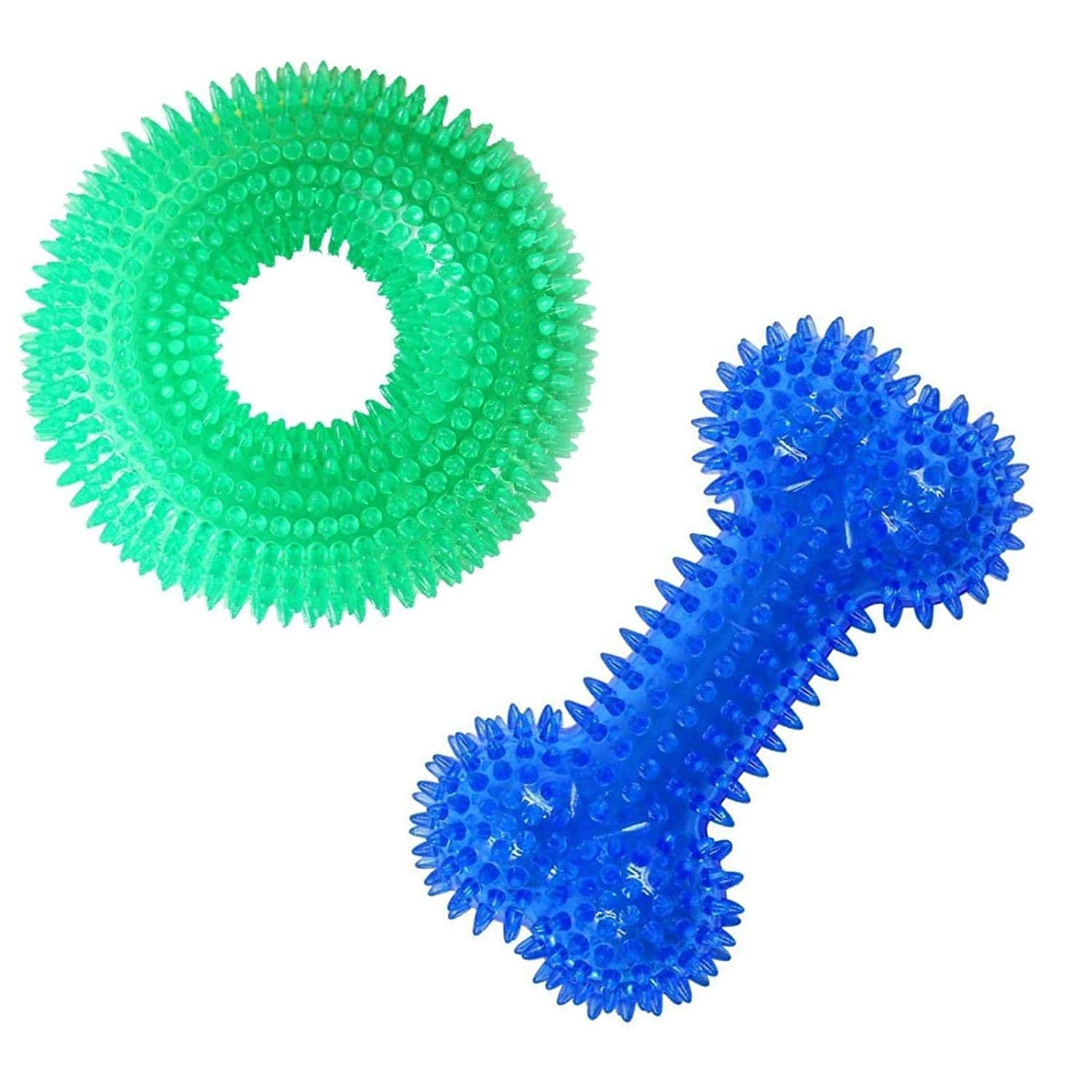 Dog Trust Spike Dental Chew Bone Toy For Dogs Combo Of 2 Squeaky Spike Ring + Spike Bone