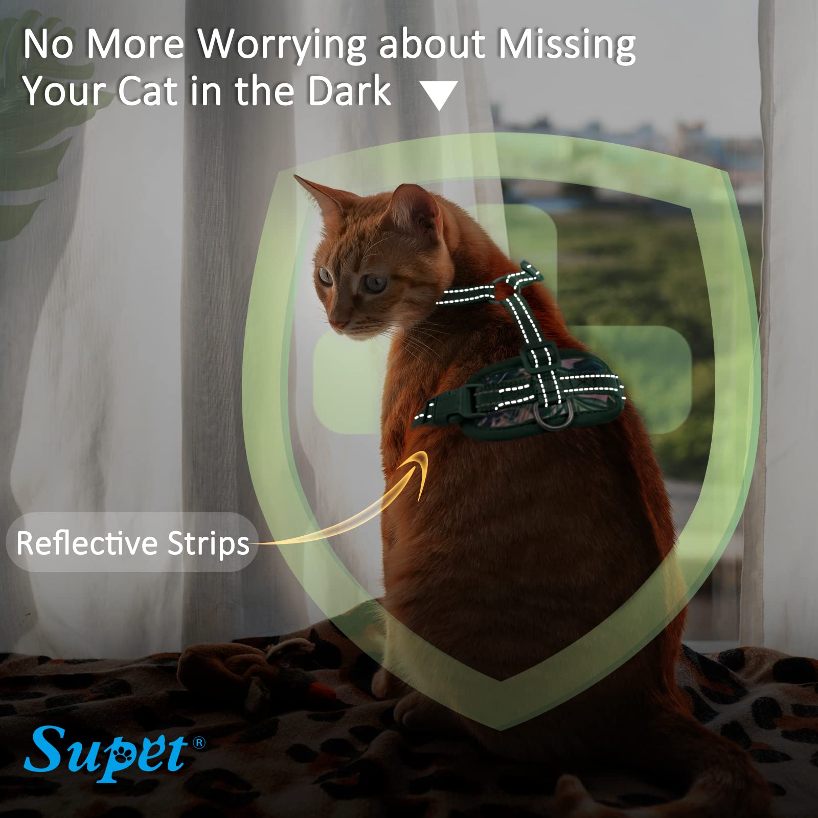 Supet Cat Harness And Leash Escape Proof For Walking, Adjustable For Large And Small Kittens Dogs