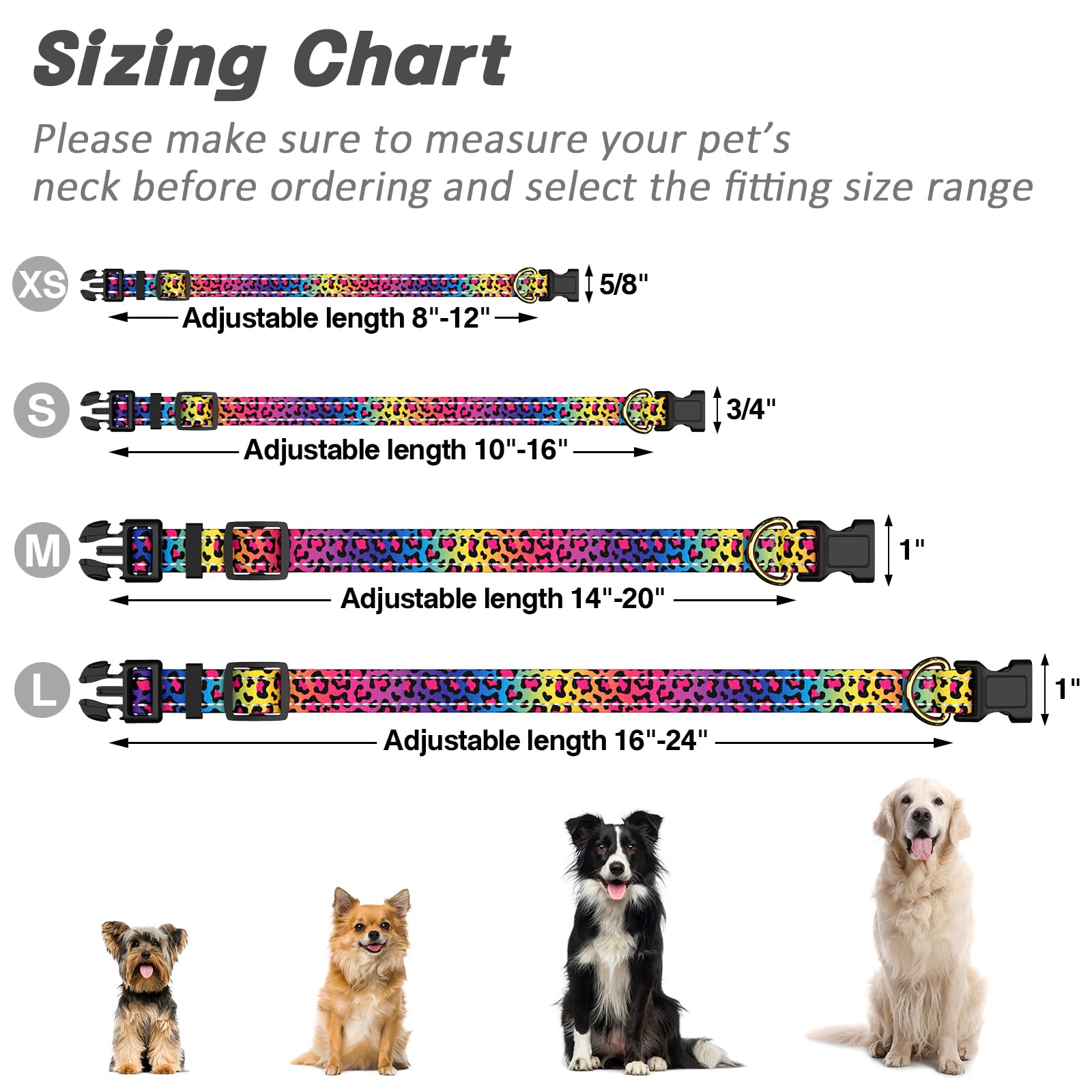 Tmoodel Reflective Dog Collar For Extra Small Dogs Cats, Cute Leopard Style Adjustable Heavy-Duty Nylon Puppy Collar For Boy And