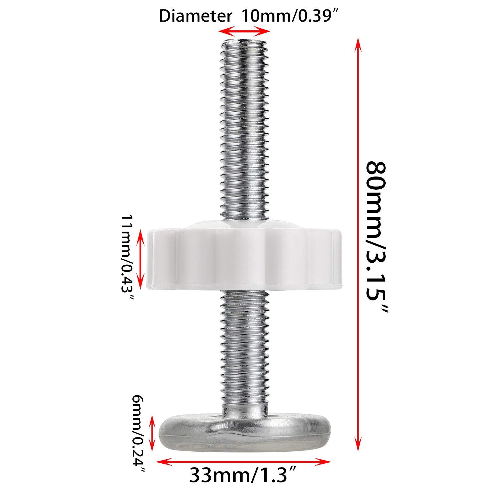 OwnMy Gate Adapter Kit - 10mm Threaded Spindle Rods, 4PCS, Metal, White - Pressure Gate Replacement for Pets and Stair Railings