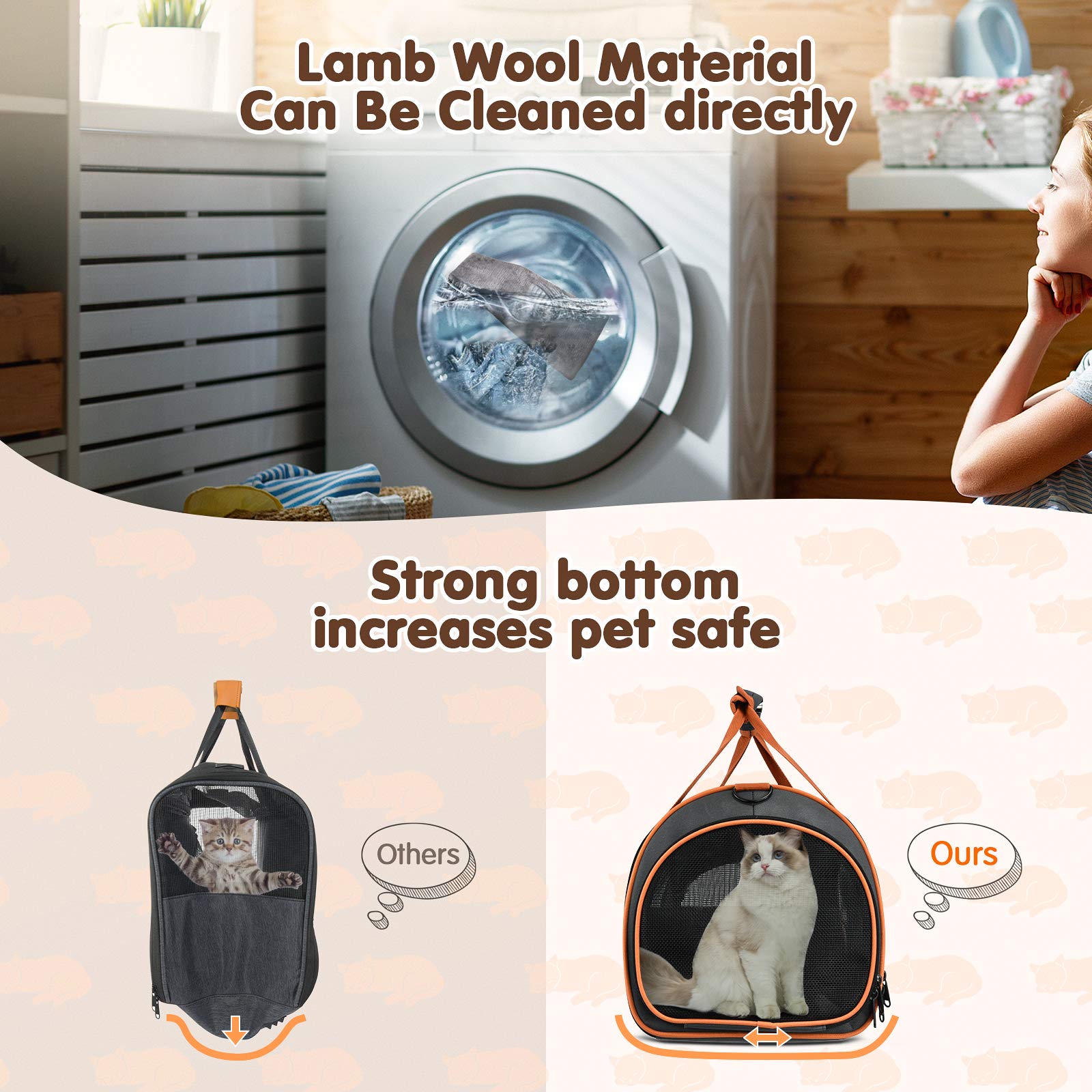 OKMEE Cat Carrier TSA Airline Approved with Ventilation for Small Medium Cats Dogs Puppies, Dog Carrier with Big Space, 5 Mesh W