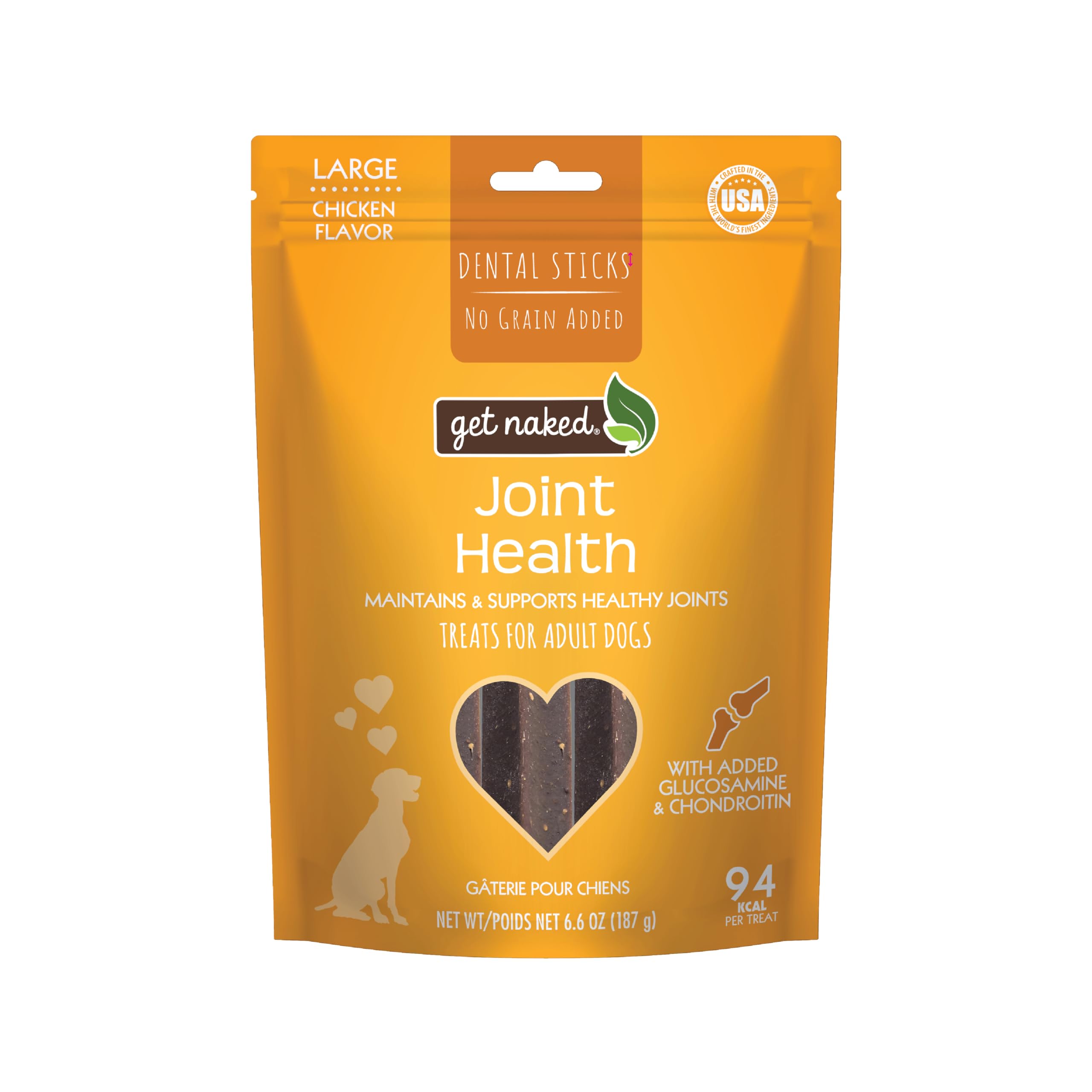 Get Naked Grain Free 1 Pouch 6.6 Oz Joint Health Dental Chew Sticks, Large