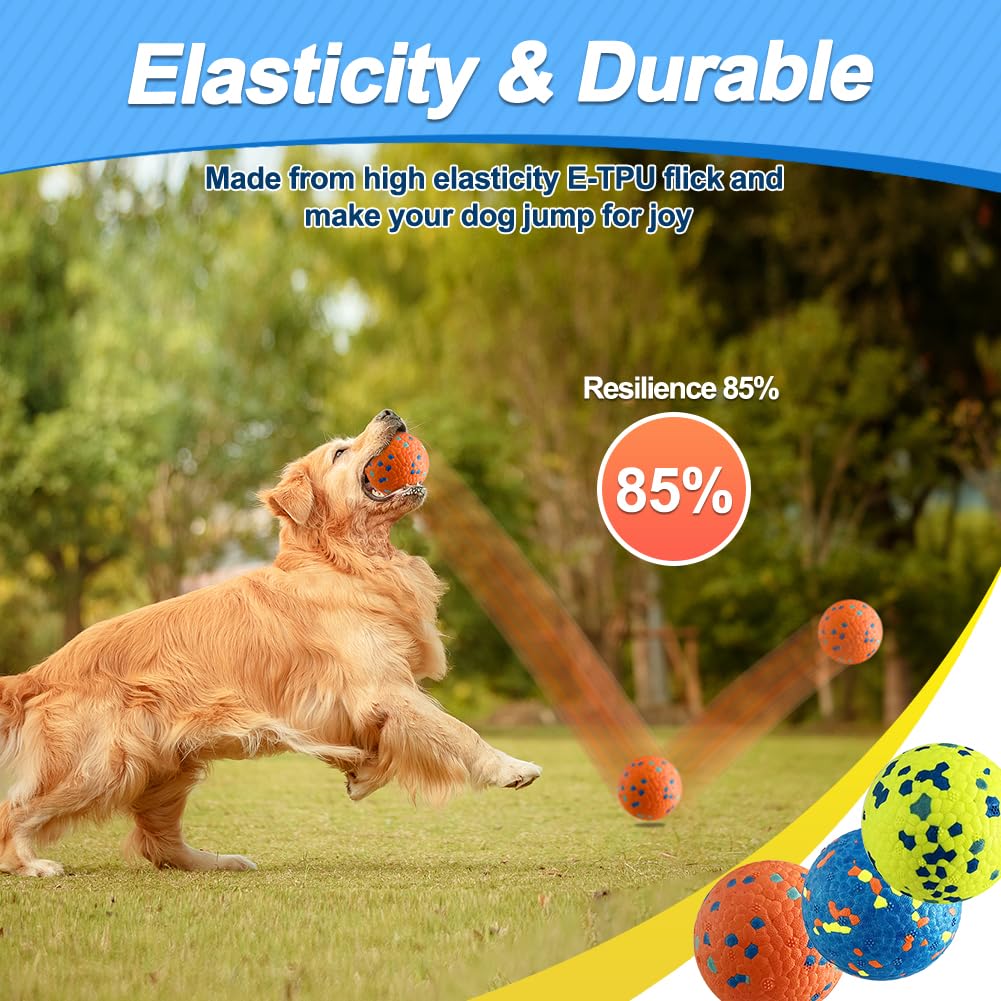 Mankoda Dog Tennis Balls - 3'' Durable Chew & Floating Toy for Aggressive Chewers, Colorful 3 Pack for Medium/Large Dogs