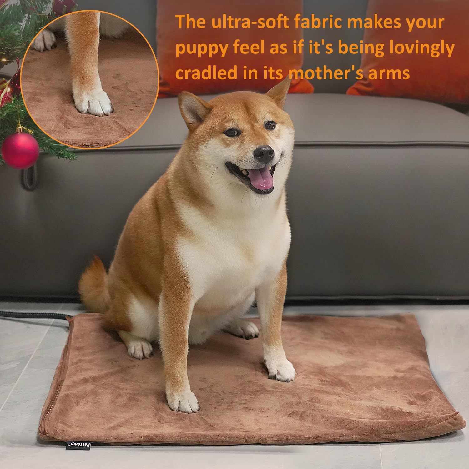 PetTemp Heated Pet Pad - 5 Adjustable Temps, Timer, Waterproof, L:26'' x 20'', Chew-Resistant, Model TT104-2, White