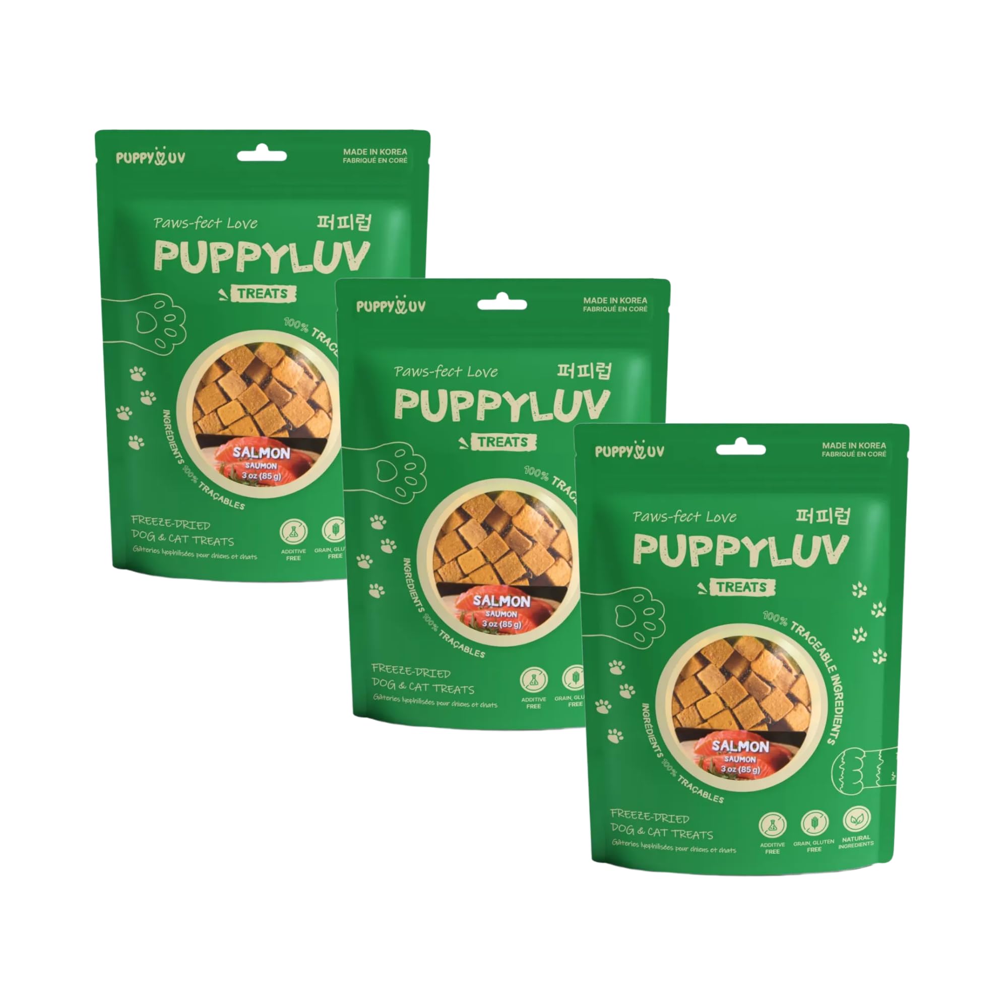 Puppyluv Treat  Freeze Dried Salmon Dog & Cat Treats, Wild Caught, Single Ingredient, High Protein, Omega 3/6/9, Grain Free, Gl