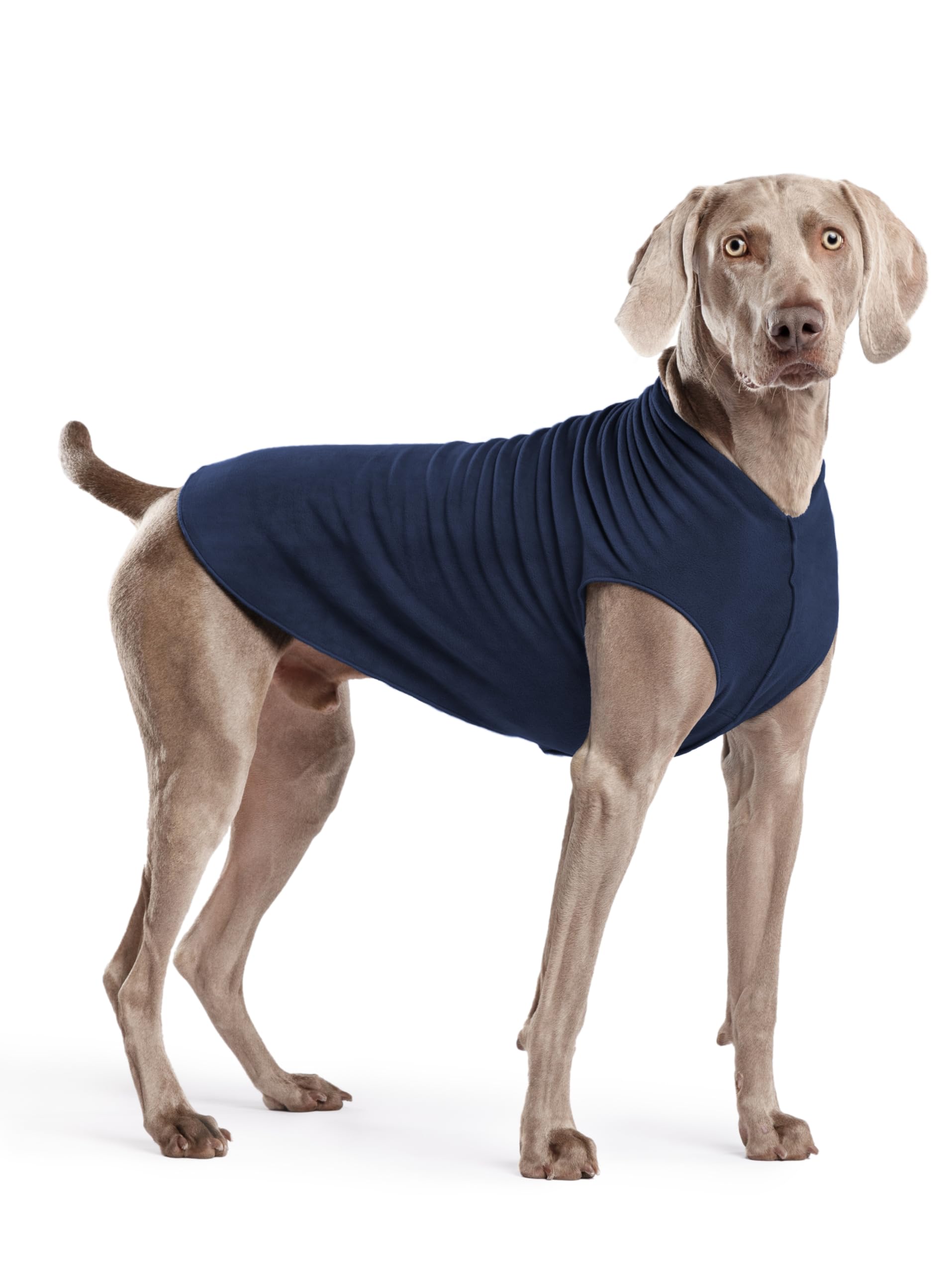Gold Paw Stretch Fleece Dog Coat, Stretchy Pet Sweater, Machine Washable Pullover For Winter And Fall, Navy, 22