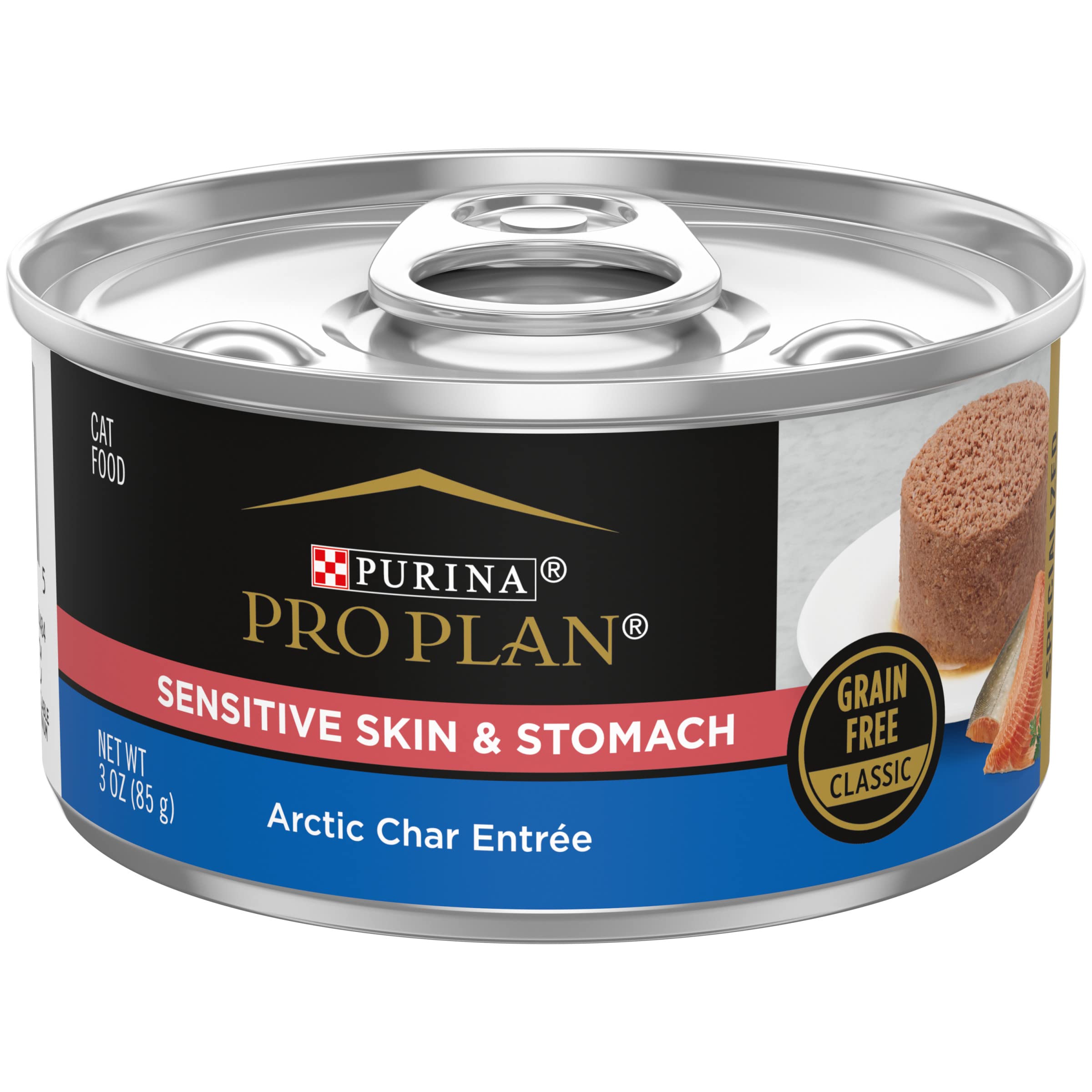 Purina Pro Plan Sensitive Skin and Stomach Cat Food Wet Pate, Sensitive Skin and Stomach Arctic Char Entree - (Pack of 24) 3 oz.