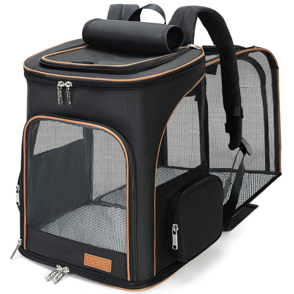 Lekereise Large Cat Backpack Carrier Expandable Pet Carrier Backpack For Small Dogs Medium Cats Fit Up To 18 Lbs, Foldable Puppy