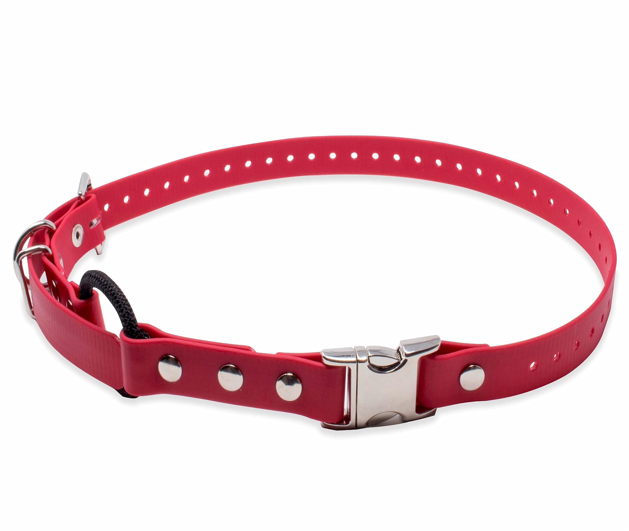 Educator Quick Snap Bungee Dog Collar, Biothane, Waterproof, Odorproof, Easy Connect And Disconnect Clasp And D Ring With Comfort Bungee Loop, Adjustable For Custom Fit, 1-Inch, Red