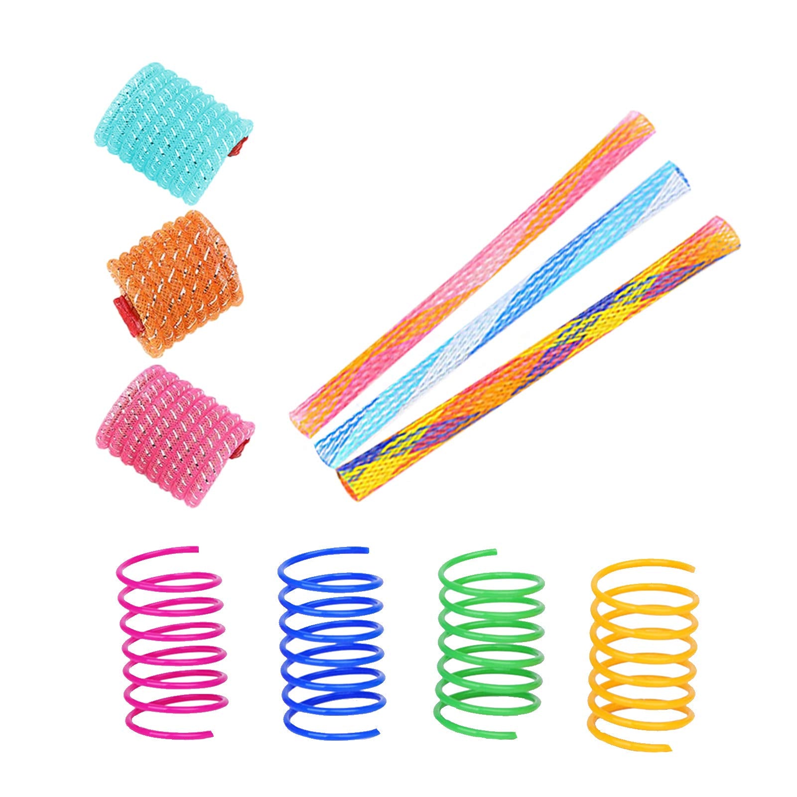 Wishlotus Spring Cat Toys, Colorful Cat Spring Toy And Cat Tube Toy Telescopic Cat Mesh Pole Cat Jumping Toy Flexible & Shapable