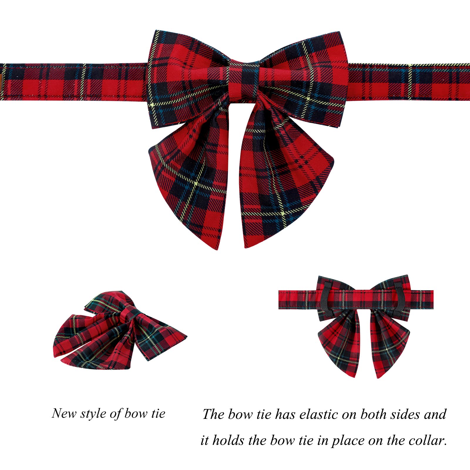 Lionet Paws Christmas Dog Collar With Bowtie, Dog Sailor Bow Collar With Metal Buckle For Dogs, Adjustable Comfortable Dog Collar Girl Gift, Xs, Neck 8-12 In