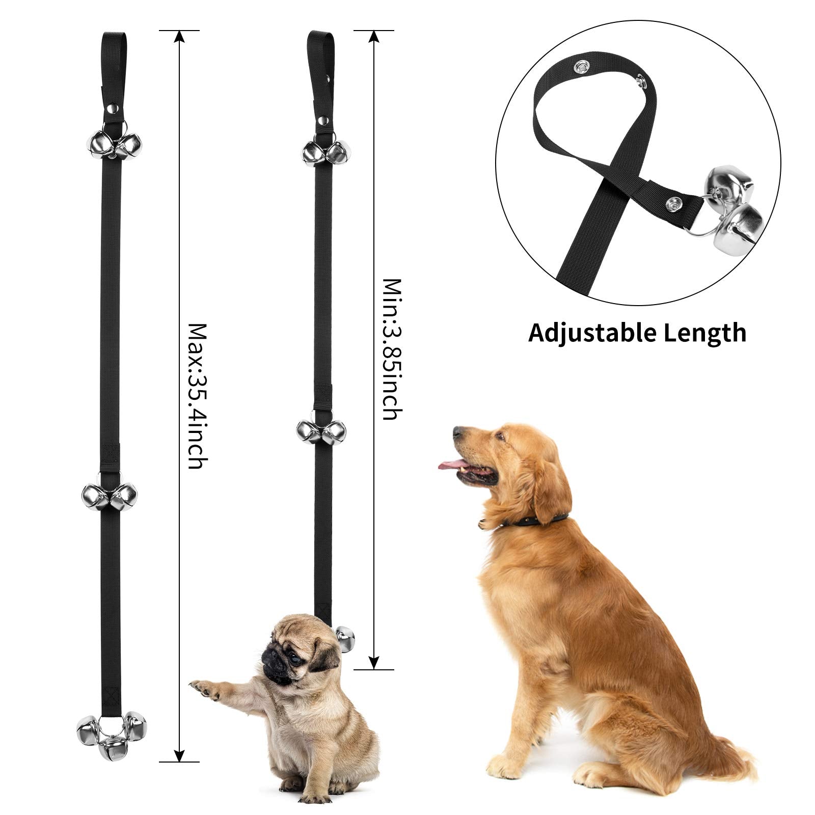 Jexcull Dog Doorbell For Training, Adjustable Puppy Doorbells Premium Doggy Train Tools Pet Supplies With 7 Loud Doorbells & 3 S