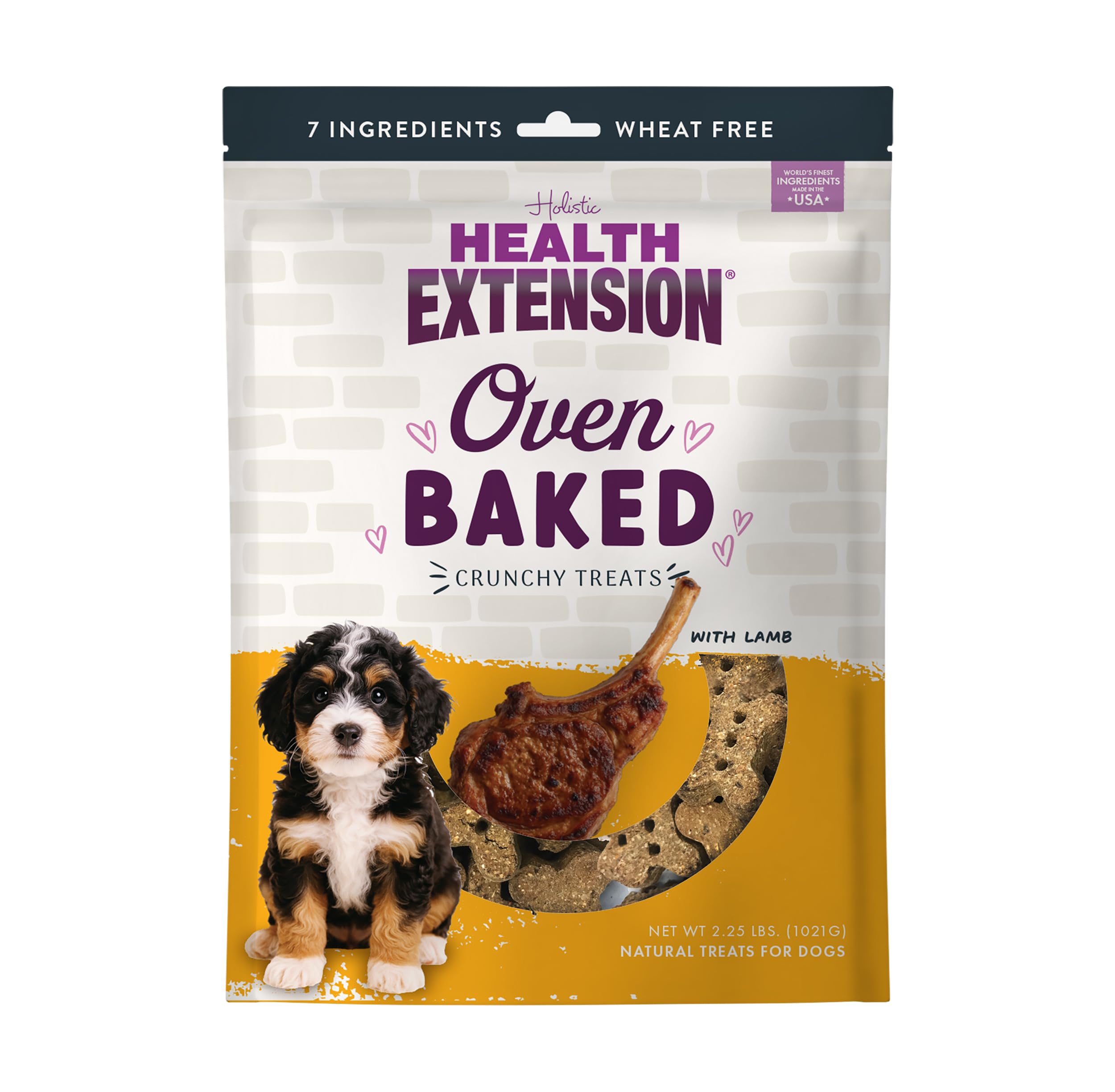Health Extension Oven-Baked Dog Treats, 2.25lb (1.02kg), Lamb & Blueberry Recipe - Gluten & Grain-Free, Superfood-Infused, Crunc