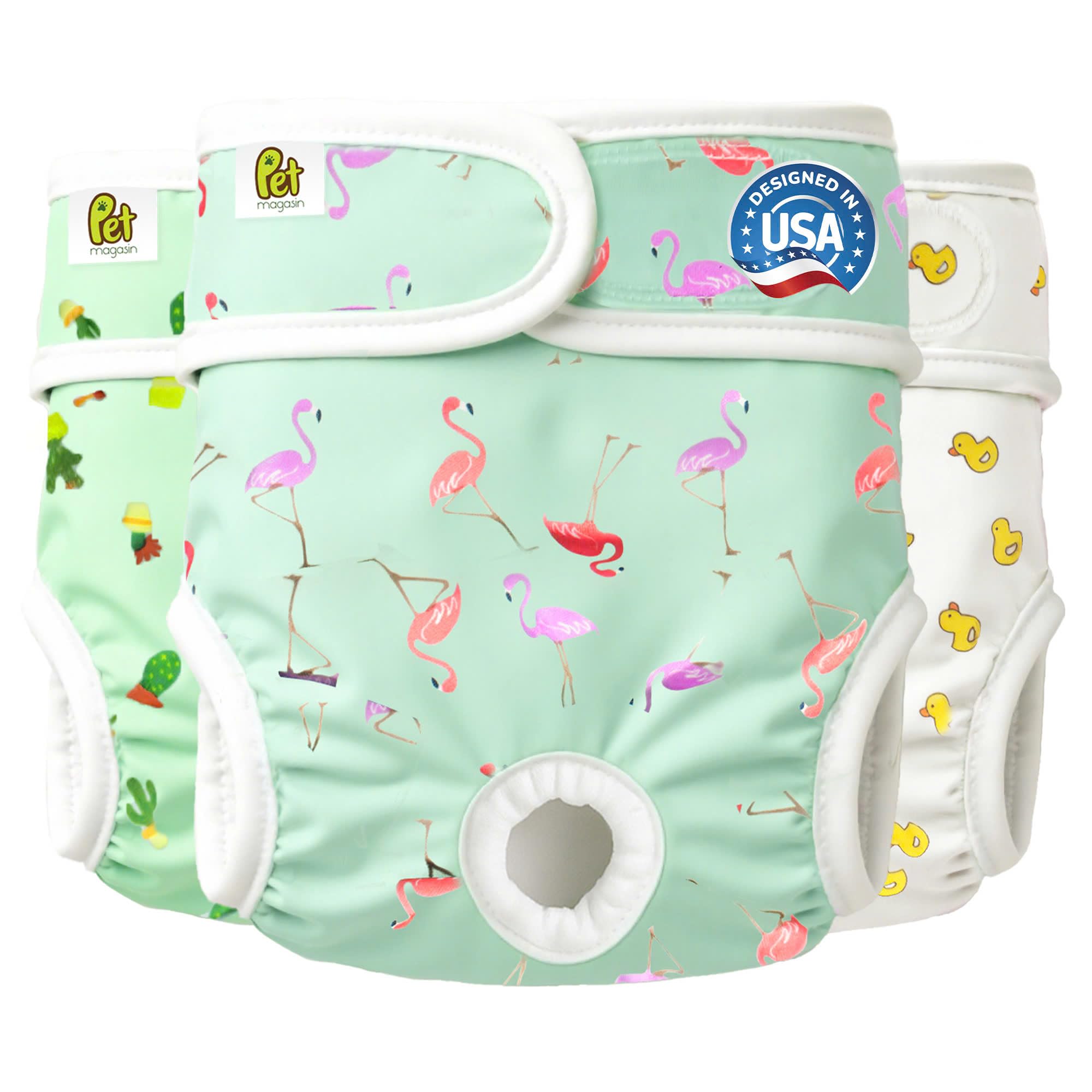Pet Magasin Reusable Washable Dog Diapers (Pack of 3) Highly Absorbent with Strong & Flexible Closure (Trending, X-Small (10   -