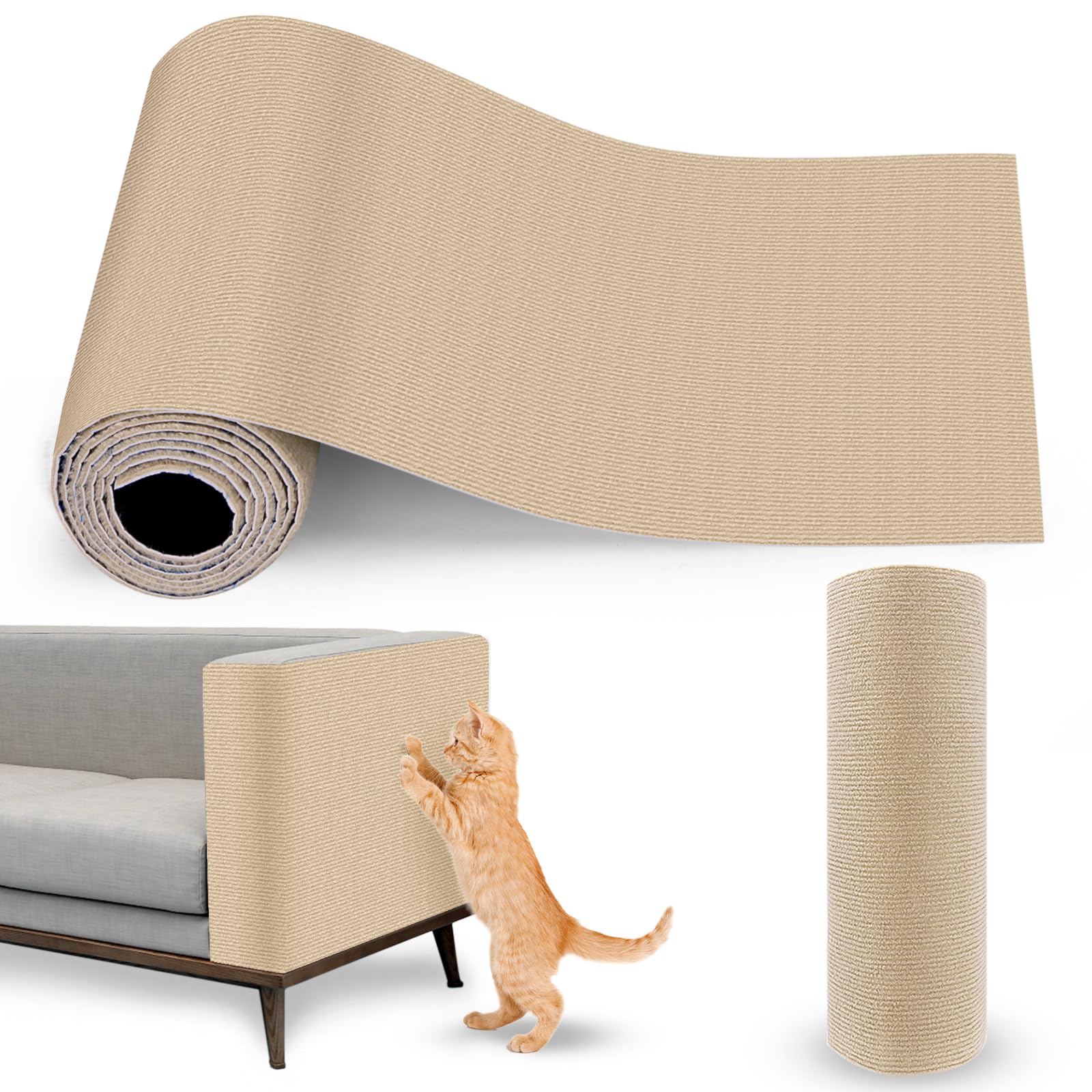 Lanswood Cat Scratching Mat 78.7''X15.8'' Timmable Cat Scratch Furniture Protector, Self-Adhesive Pet Scratching Cover For Scrat