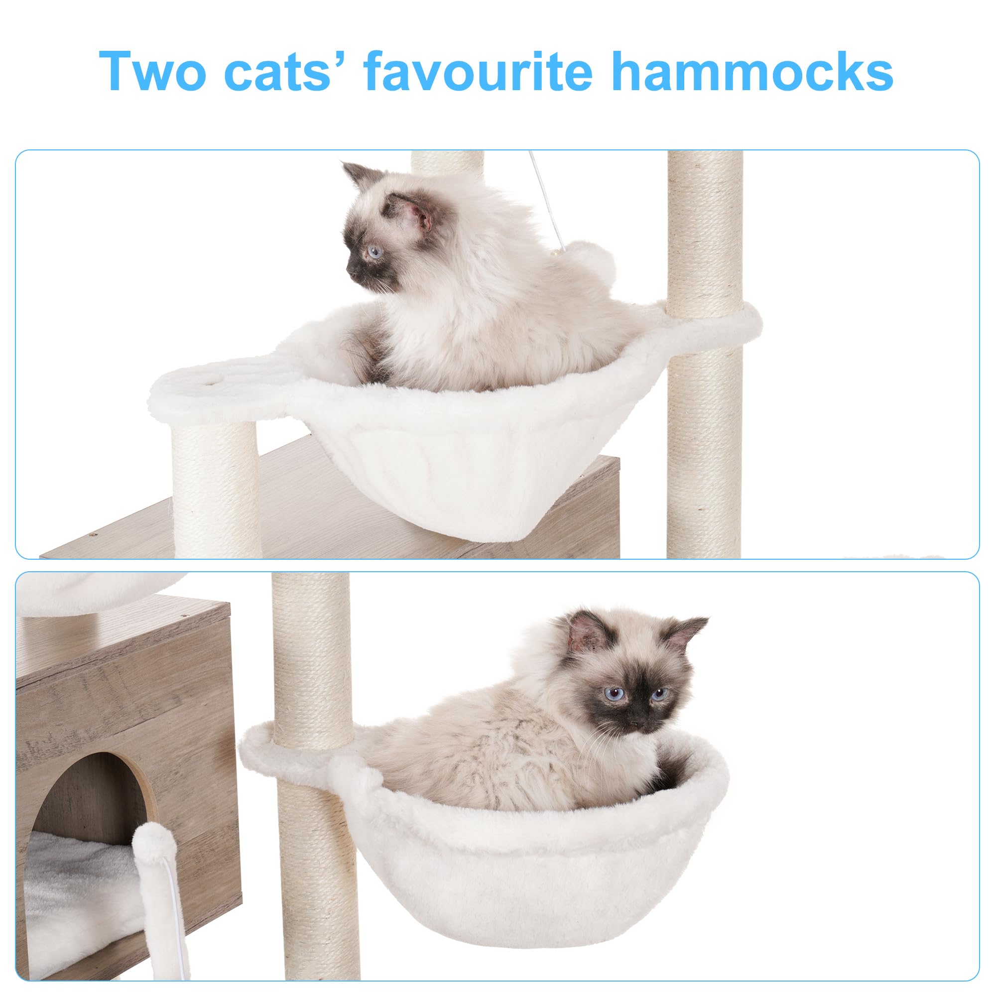 Hey-brother Cat Tree with Litter Box Enclosure, Modern Cat Tower for Indoor Cats with Large Platform, Condo Food Station and 2 H