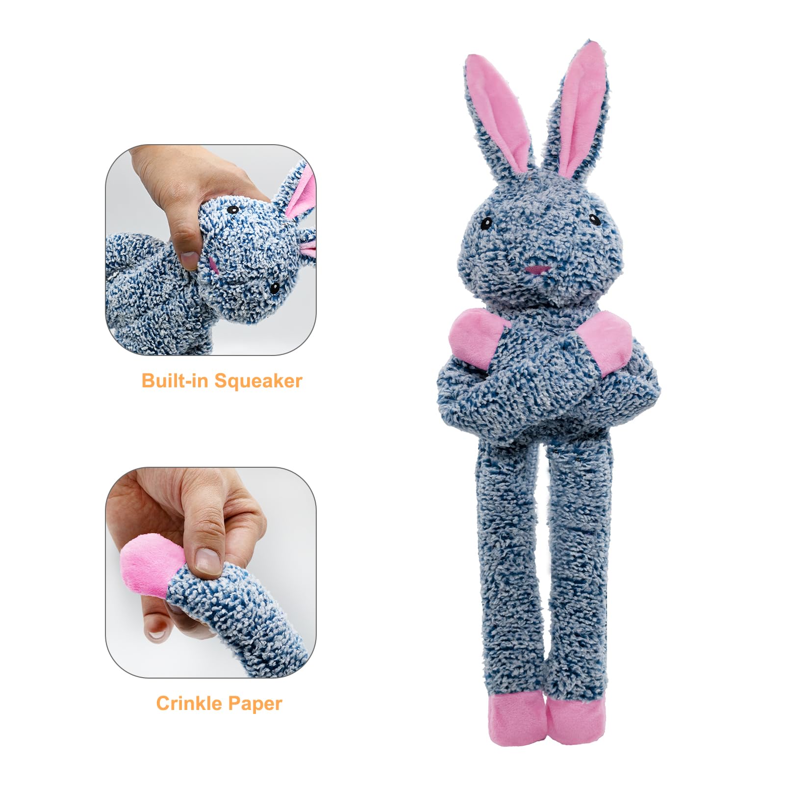 No Stuffing Dog Toys For Large Dogs, 5 Pack Squeaky Crinkle Interactive Dog Animals, Plush Teething Toys To Keep Them Busy, Cute