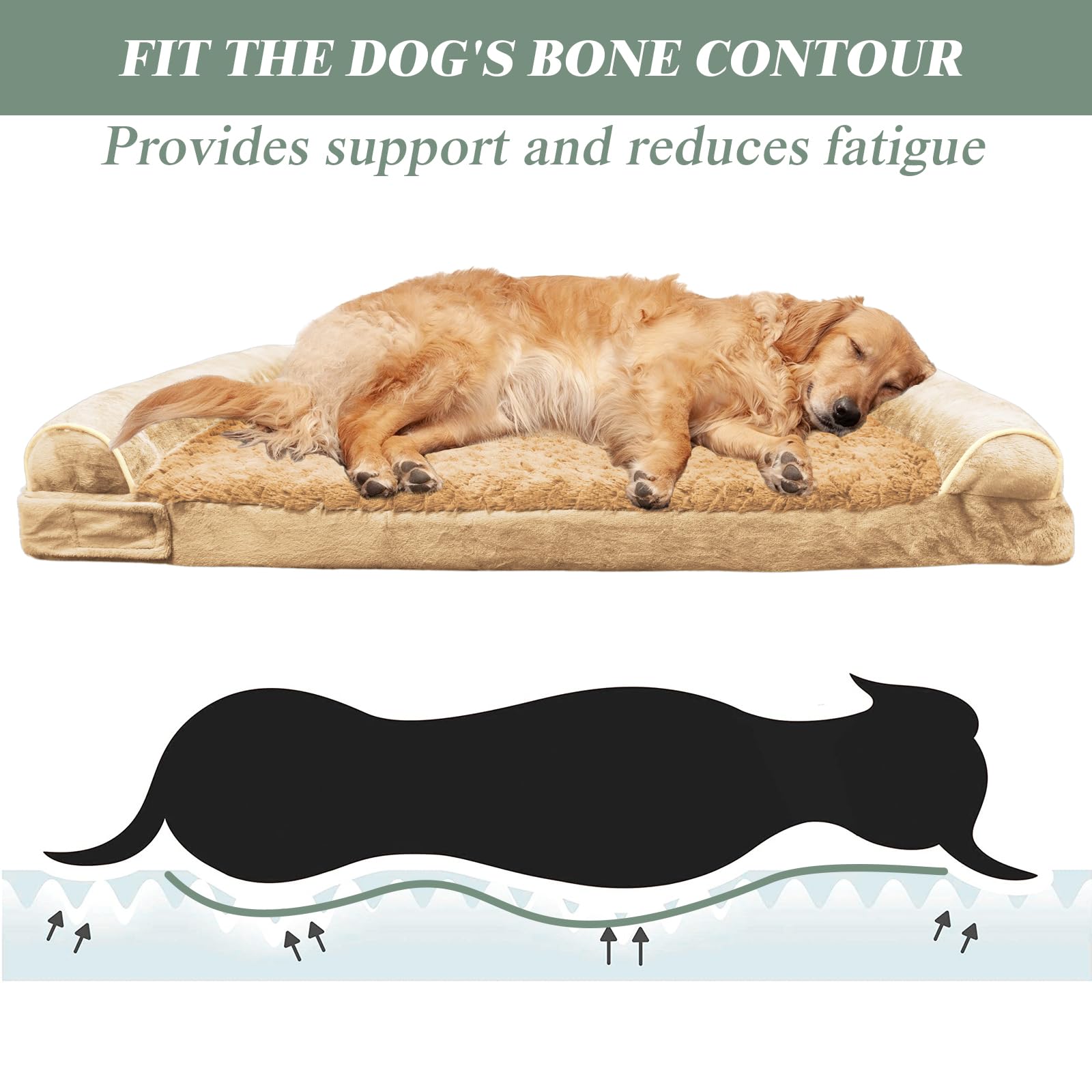 Modcart Orthopedic Dog Bed For Large Dog,Memory Foam Xl Extra Large Cat Bed With Stickable Design Waterproof Pet Couch Bed With