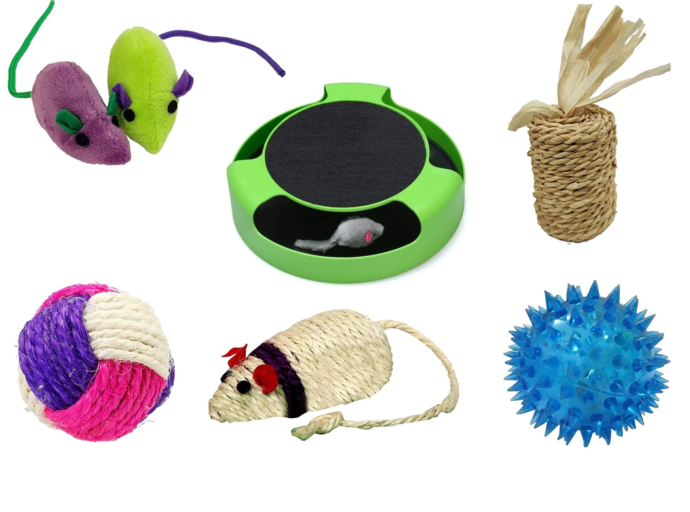 Psk Pet Mart 6 In 1 Cat Toys Kitten Toys Royal Combo  Cat Tumbler | Tower Of Track | Mouse Stick | Motion Fetch Mouse | Plush M