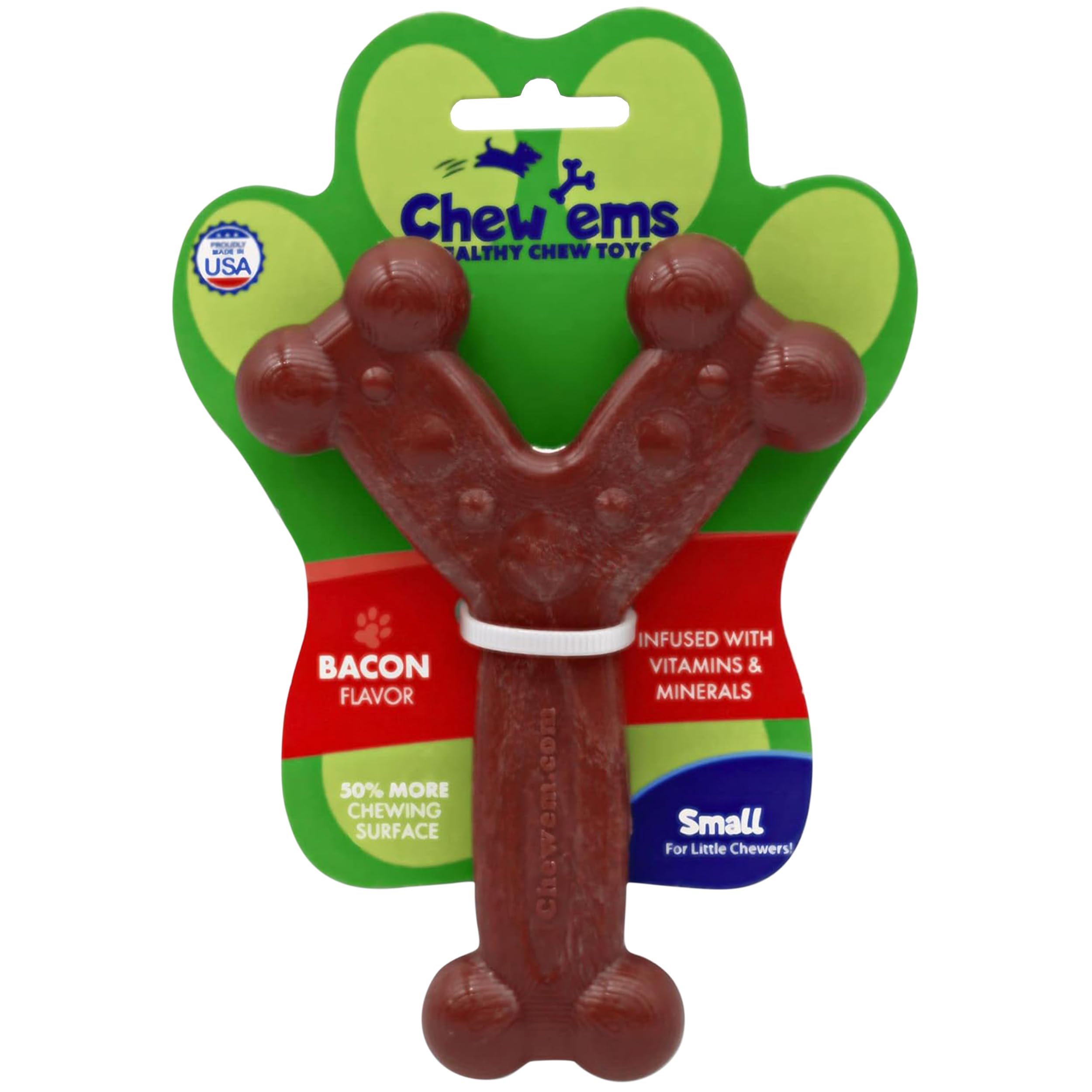 Chew'Ems Durable Chew Toys For Small Dogs | Safe, Long-Lasting & Flavorful Chew Dog Toys, Small Dog Breeds | Bacon-Flavored
