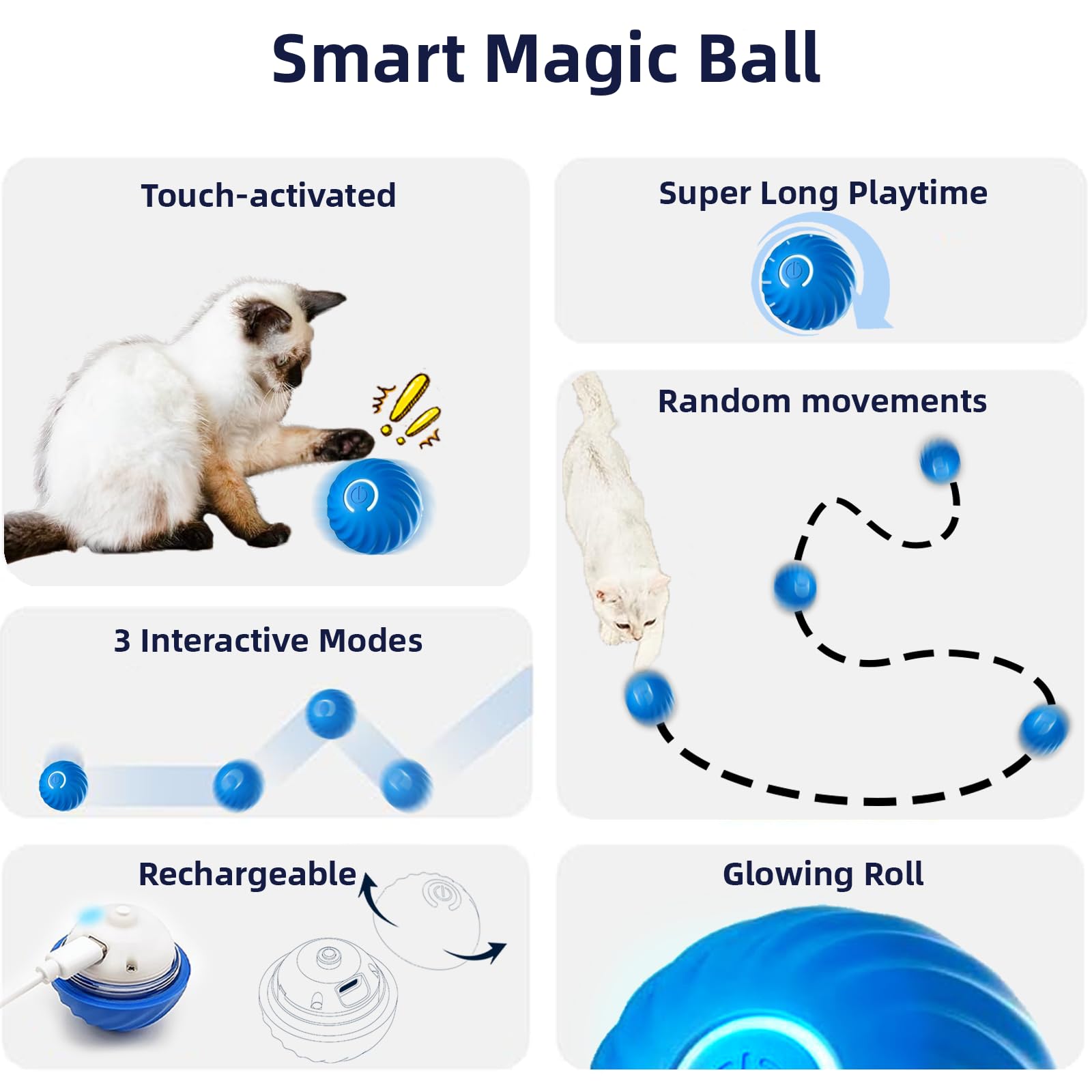 Four Angels Interactive Cat Toys, Fast Rolling Ball In Play Mat, Automatic Motion Activated Moving Ball Hide And Seek Game For I