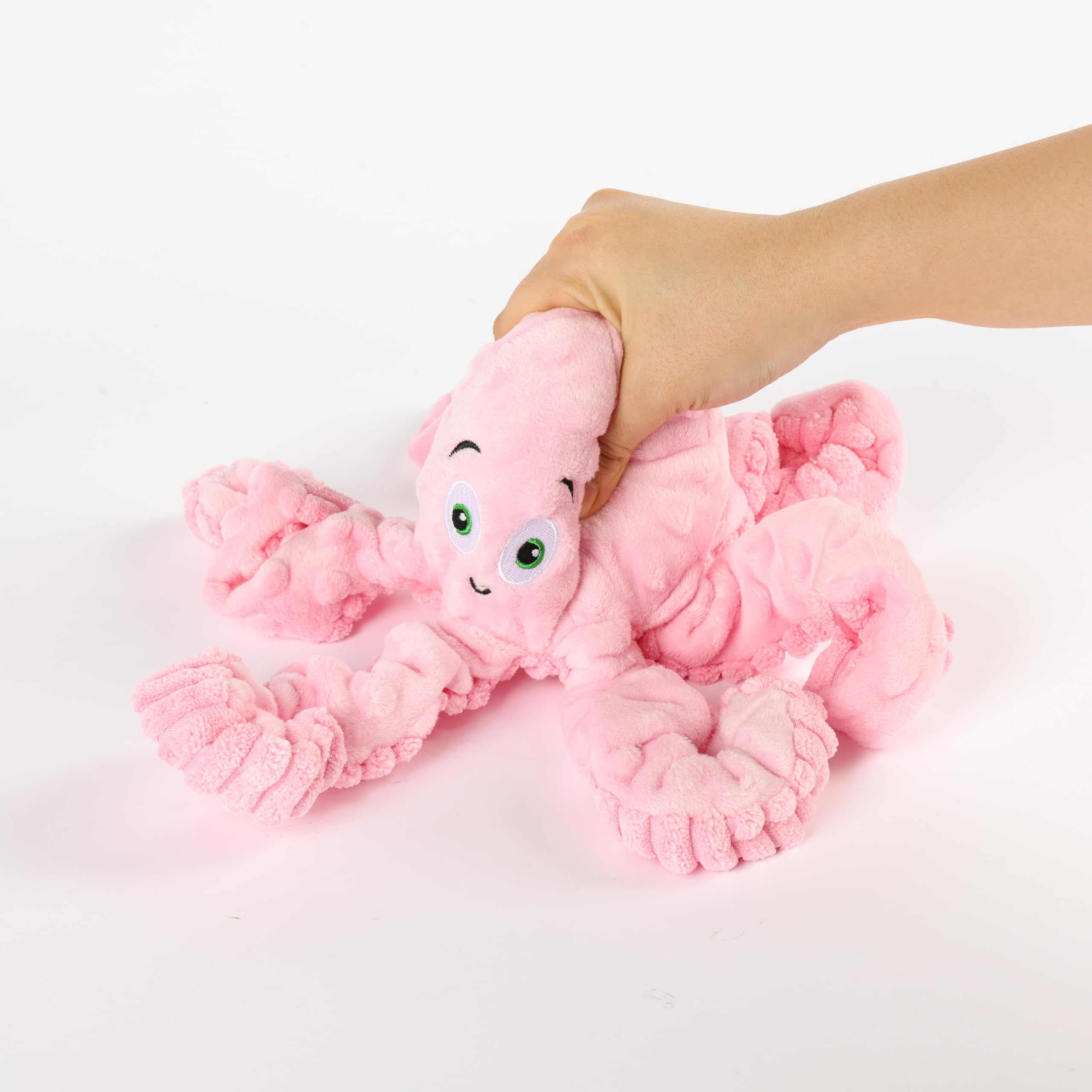 Wishstore Dog Squeaky Toys Octopus -Tough Plush For Large Medium & Small Dog Toys (Pink)